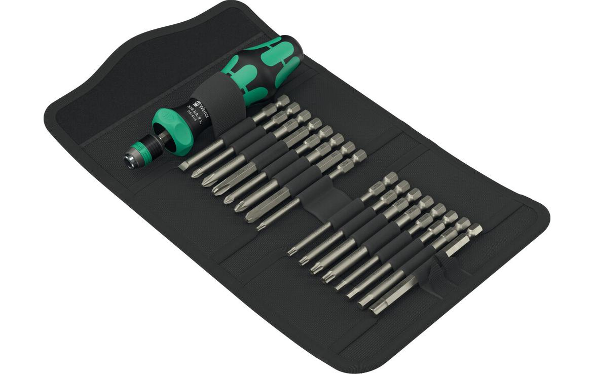Wera Kraftform Kompakt 60 – Multi-Bit-Schraubenzieher-Set, 17-teilig, magnetisch, Tragetasche, 5051530001