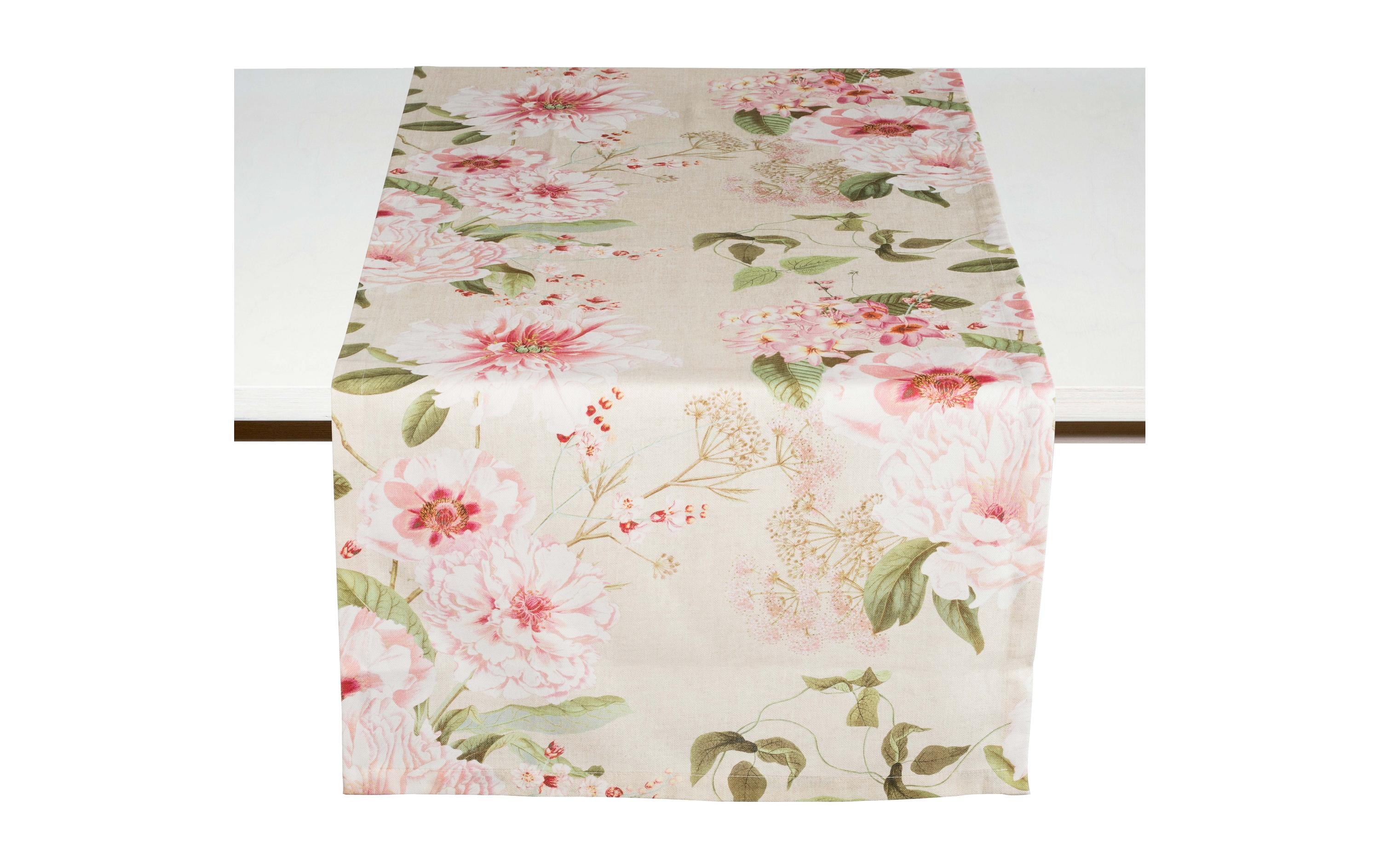 Pichler Tischläufer Peonies Blossom – Polyester (PES), mehrfarbig, 50 cm × 1,5 m