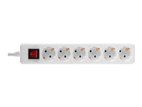 Lindy Steckdosenleiste – 6× Schuko (Typ F), 3500 W, mit Schalter, Weiss