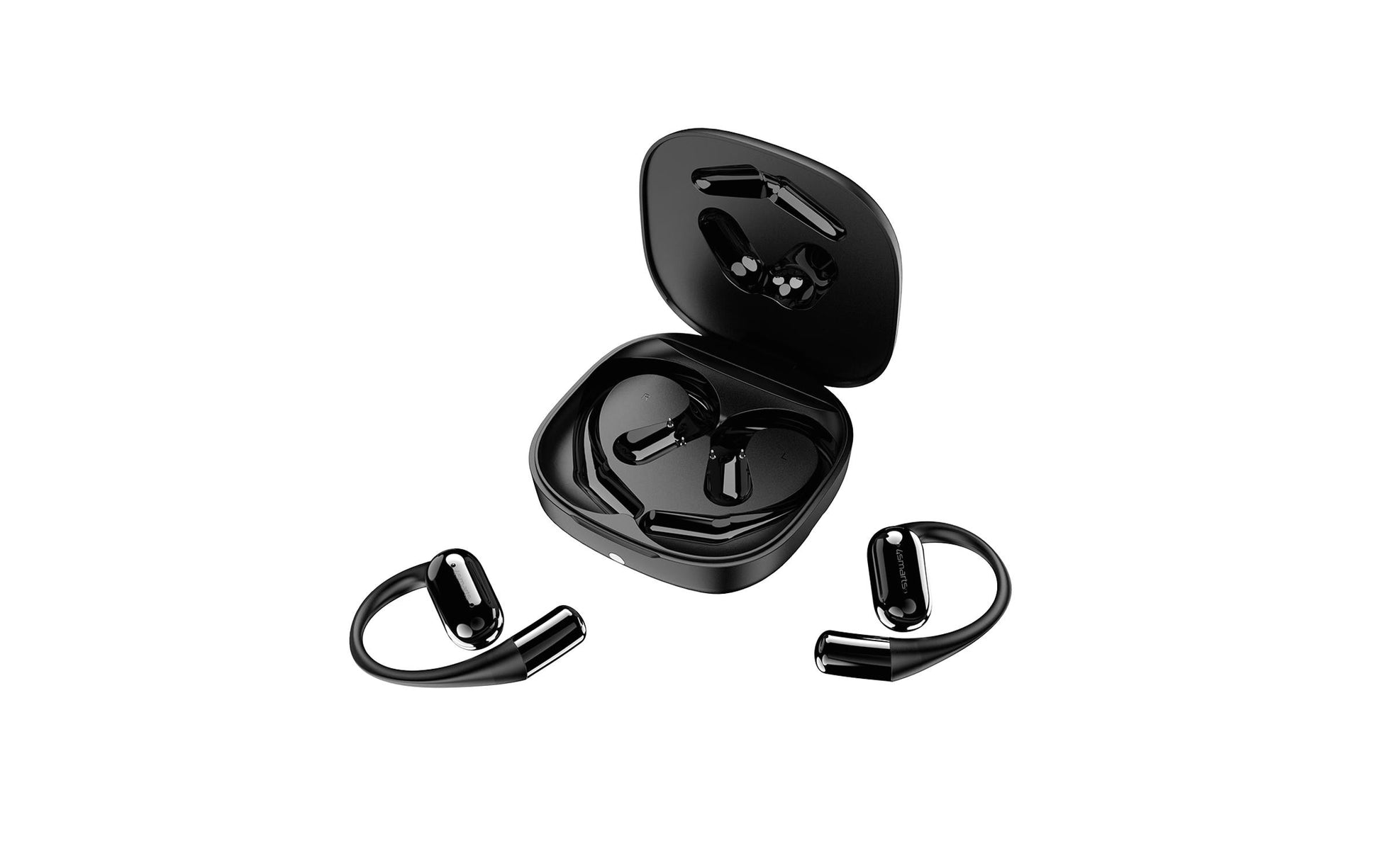 4smarts SkyBuds AI Screen – Open-Ear Headset – Bluetooth, mit Mikrofon, Digitales Display – Schwarz – bis 28 h
