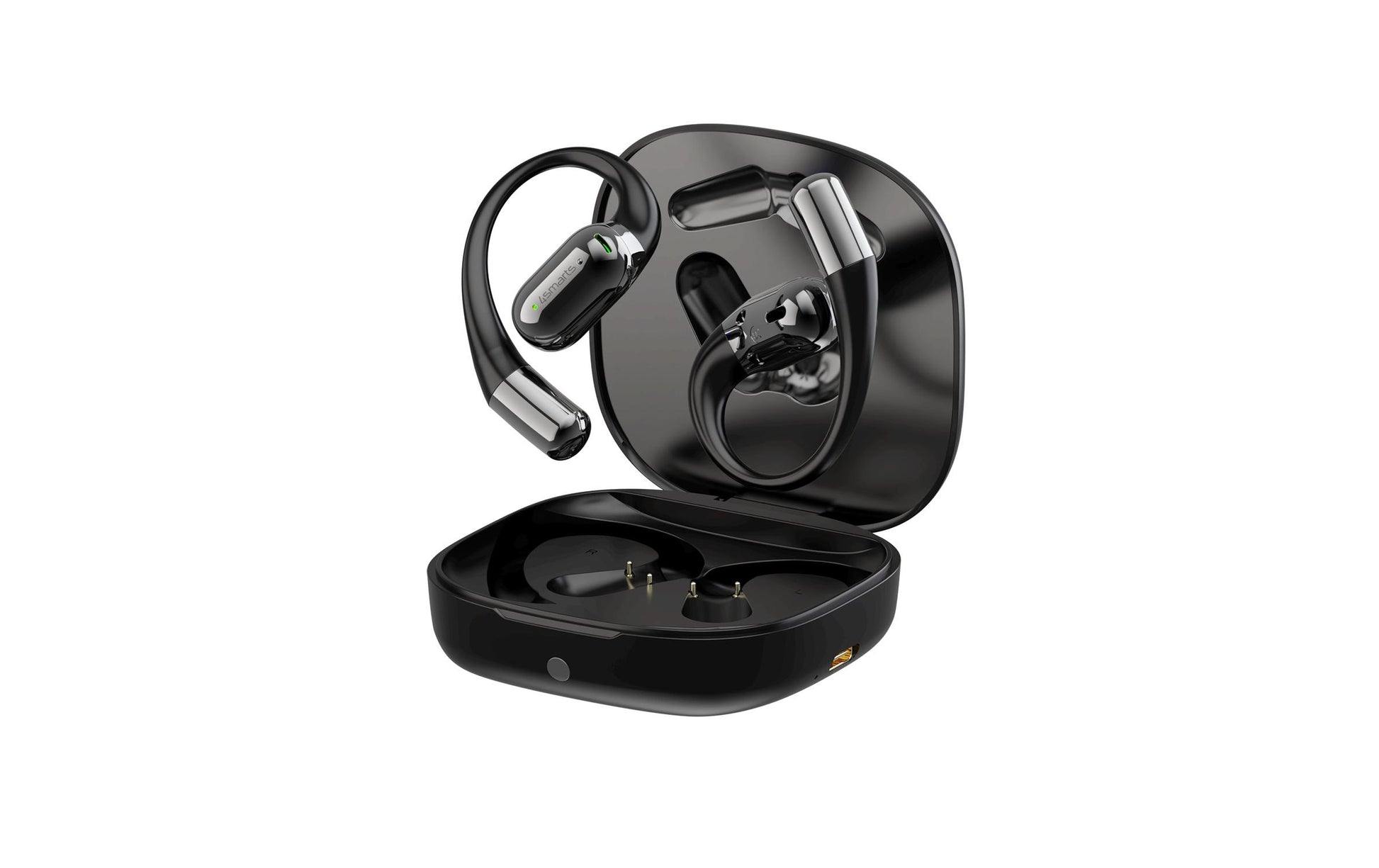 4smarts SkyBuds AI Screen – Open-Ear Headset – Bluetooth, mit Mikrofon, Digitales Display – Schwarz – bis 28 h
