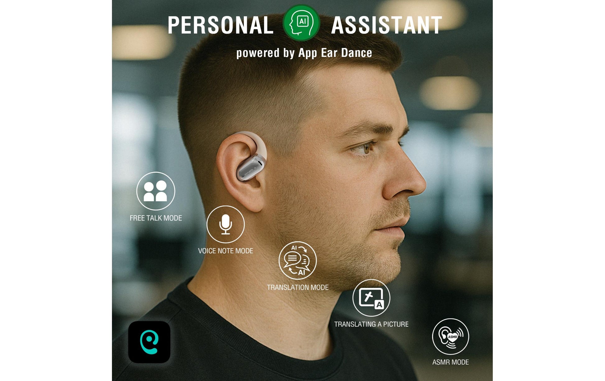 4smarts SkyBuds AI Screen – Ohrbügel-Kopfhörer – Bluetooth, mit Ladebox – Beige – bis 28 h