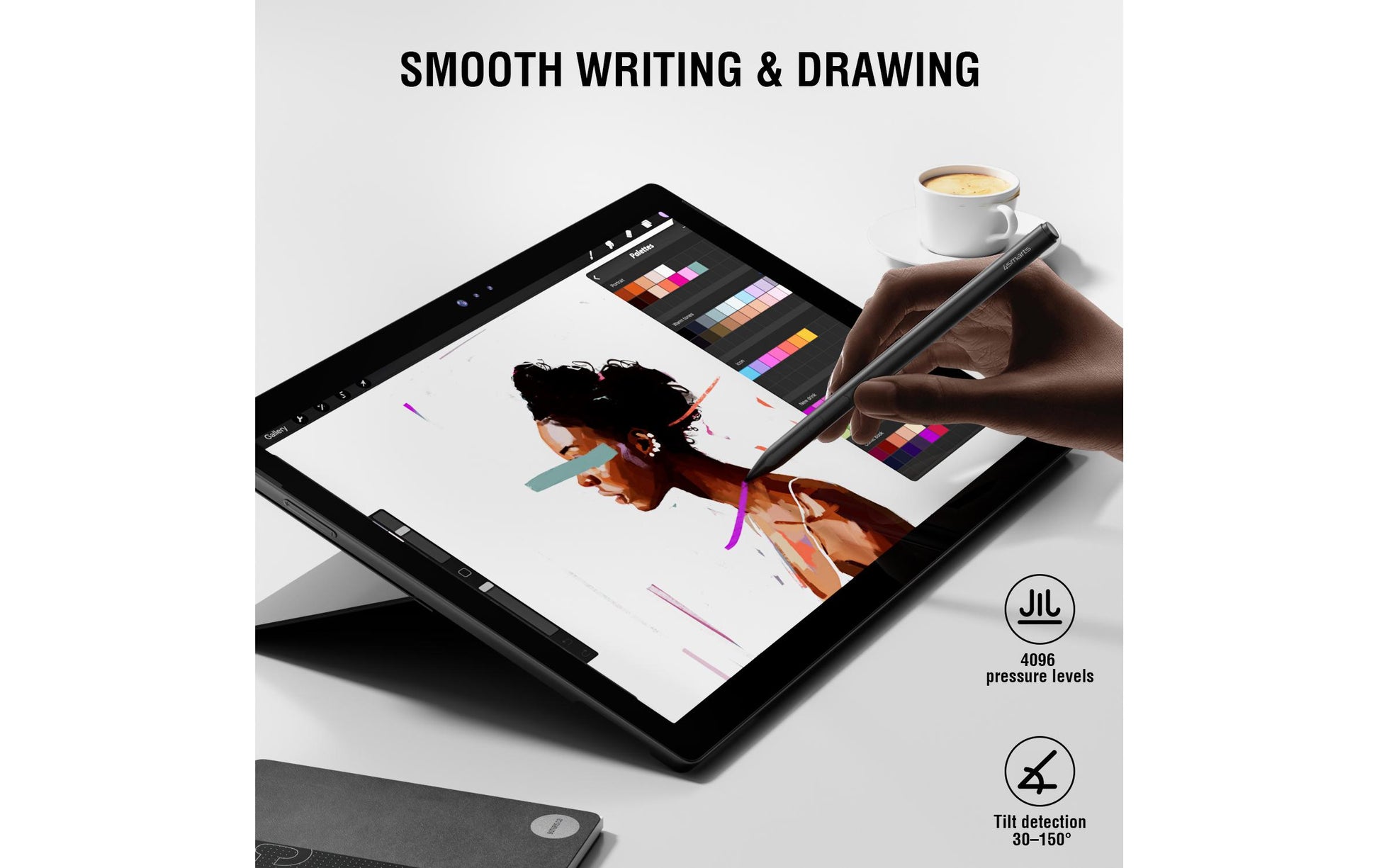 4smarts MPP Stylus Pen – Aktiver Eingabestift für Microsoft Surface, Schwarz