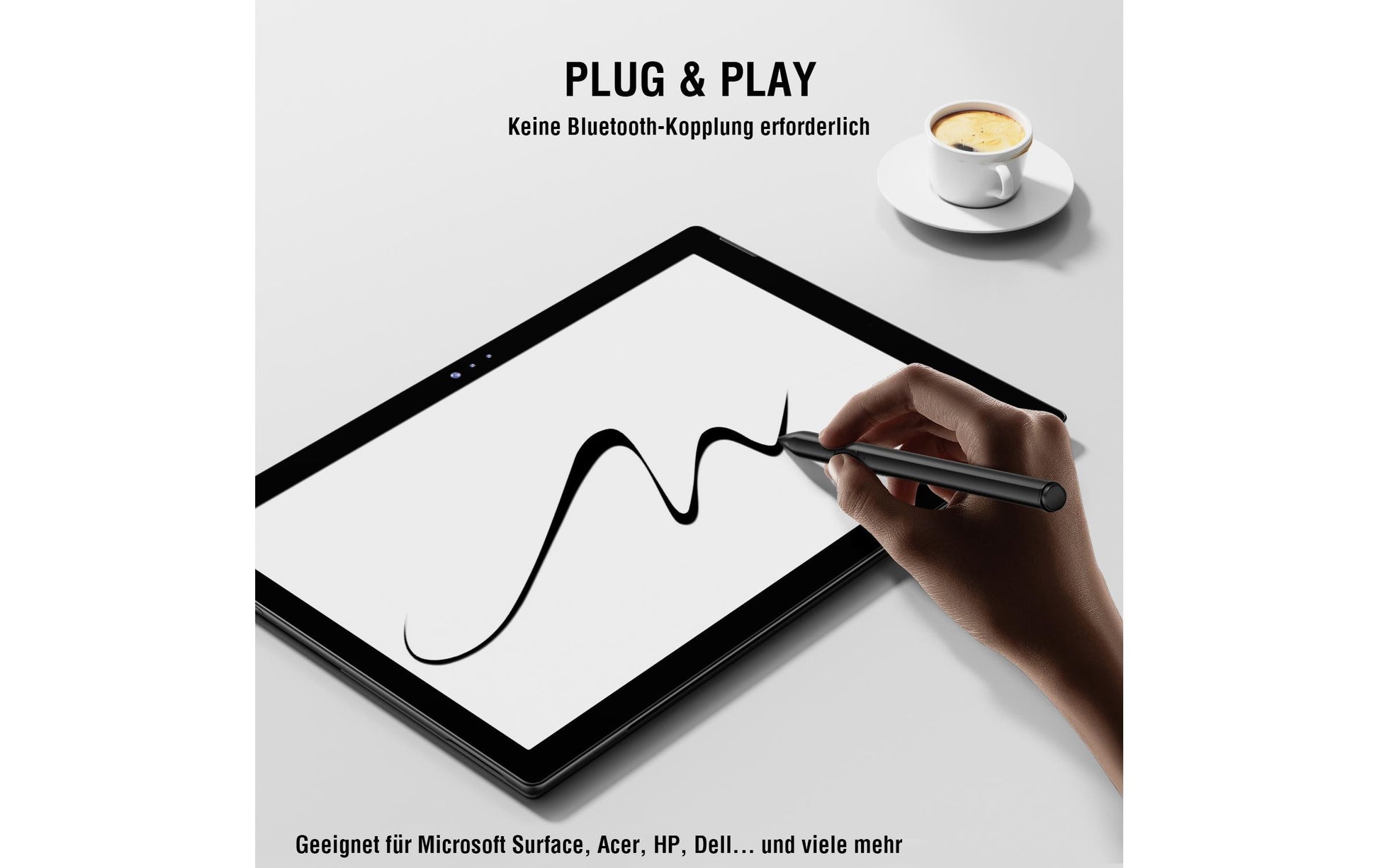 4smarts MPP Stylus Pen – Aktiver Eingabestift für Microsoft Surface, Schwarz