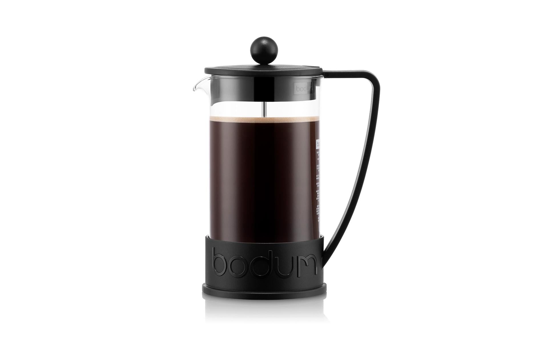 Bodum Brazil French Press Kaffeebereiter – 1 l, 8 Tassen, Schwarz/Transparent