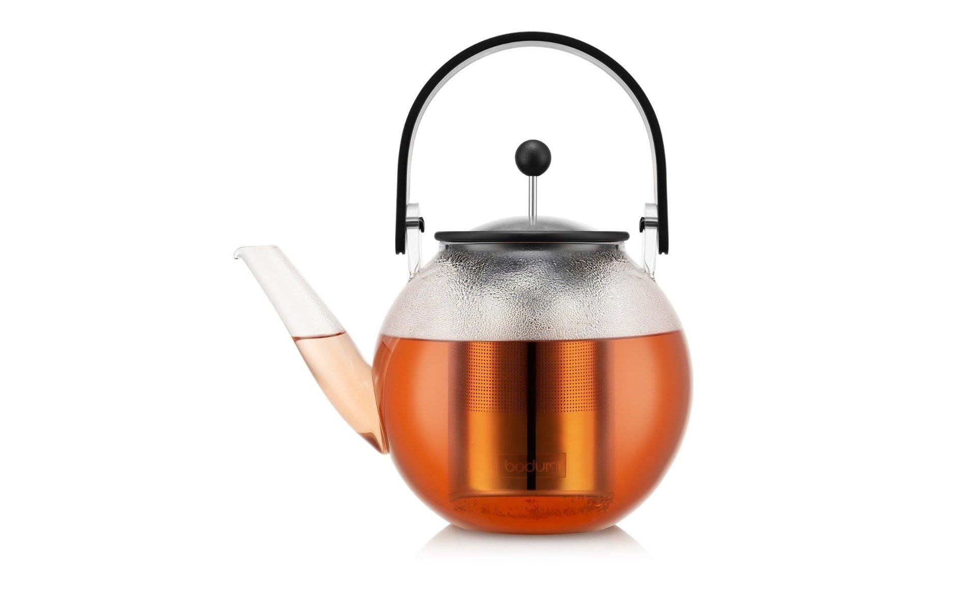 Bodum Assam Teebereiter – 1,5 l, Borosilikatglas/Bambus, abnehmbarer Deckel, Edelstahlfilter