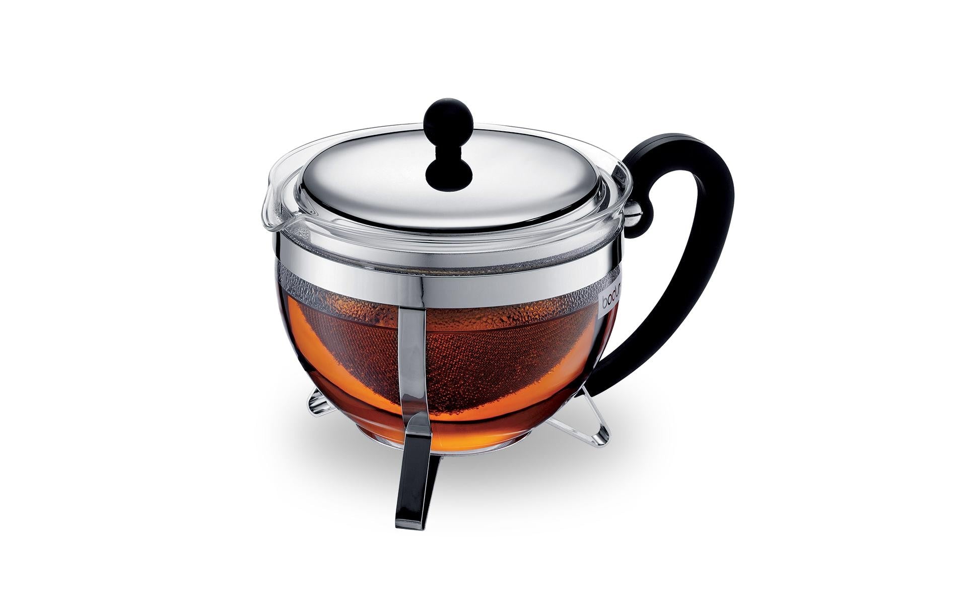 Bodum Chambord – Teezubereiter – 1,5 l – Borosilikatglas, mit Edelstahlfilter – schwarz
