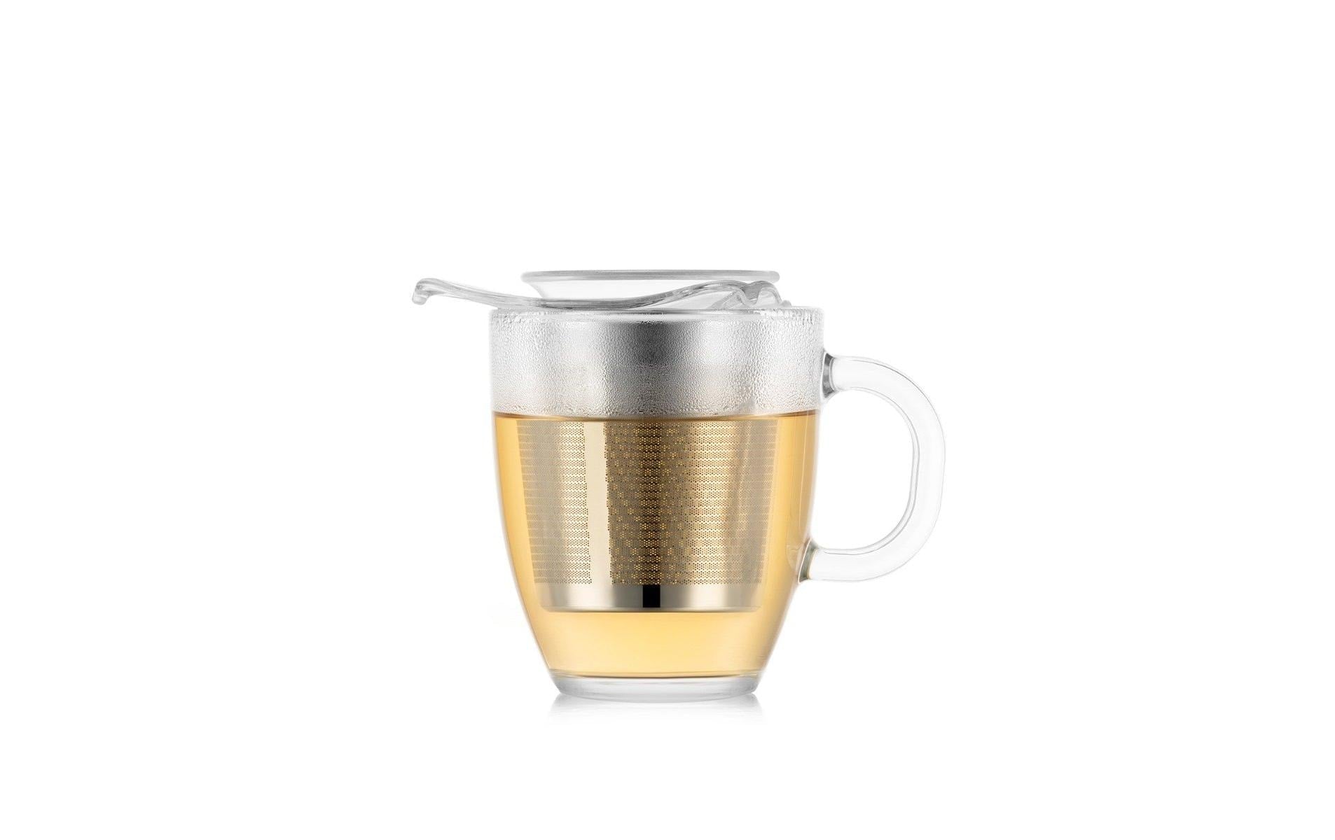Bodum Yo-Yo Glastasse – 0,35 l, Glas, Transparent, Henkel, Edelstahlfilter