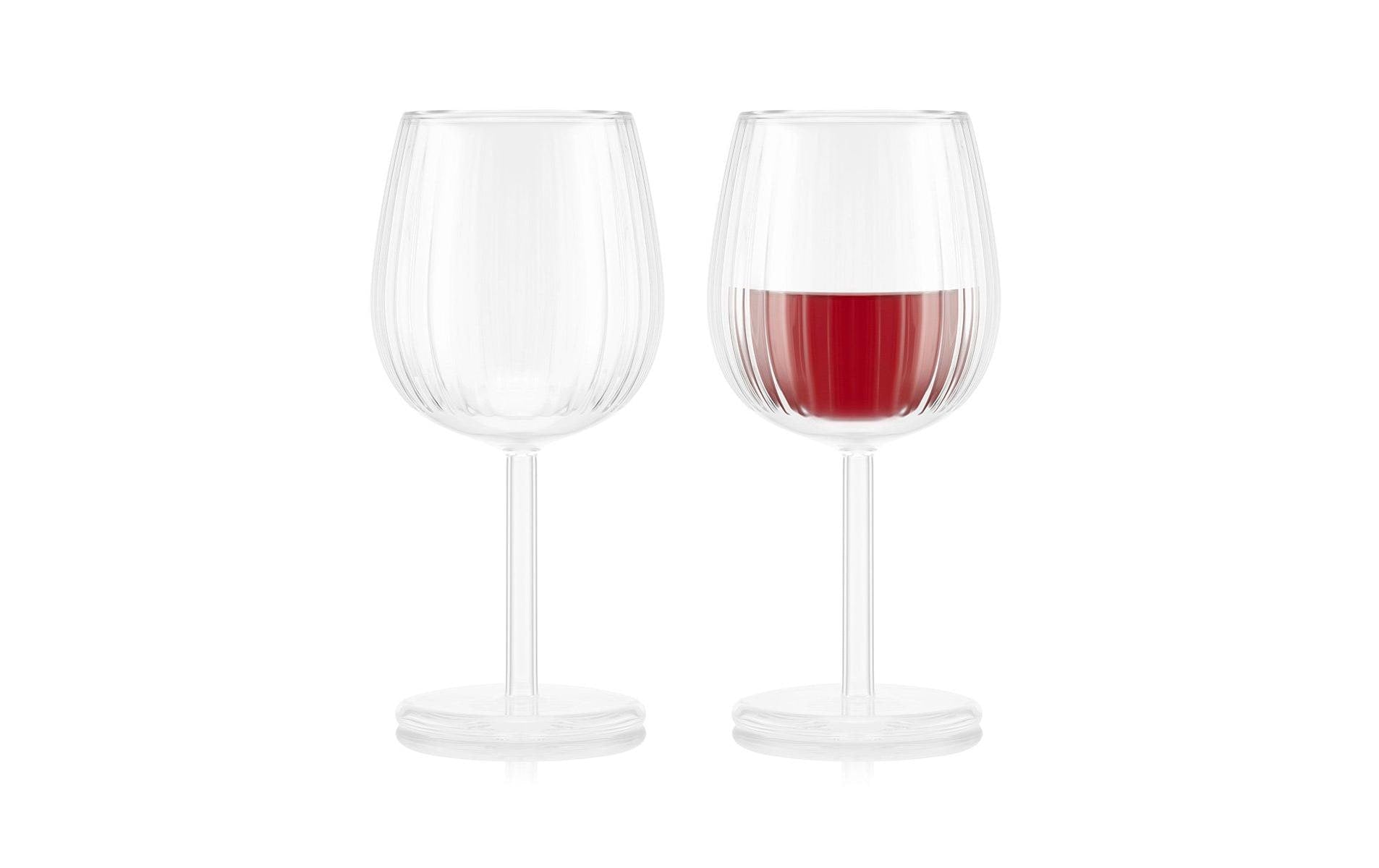 Bodum Douro Rotweinglas – 2er Set, 300 ml, Ø 8,0 cm, Borosilikatglas/Silikon, doppelwandig, spülmaschinenfest