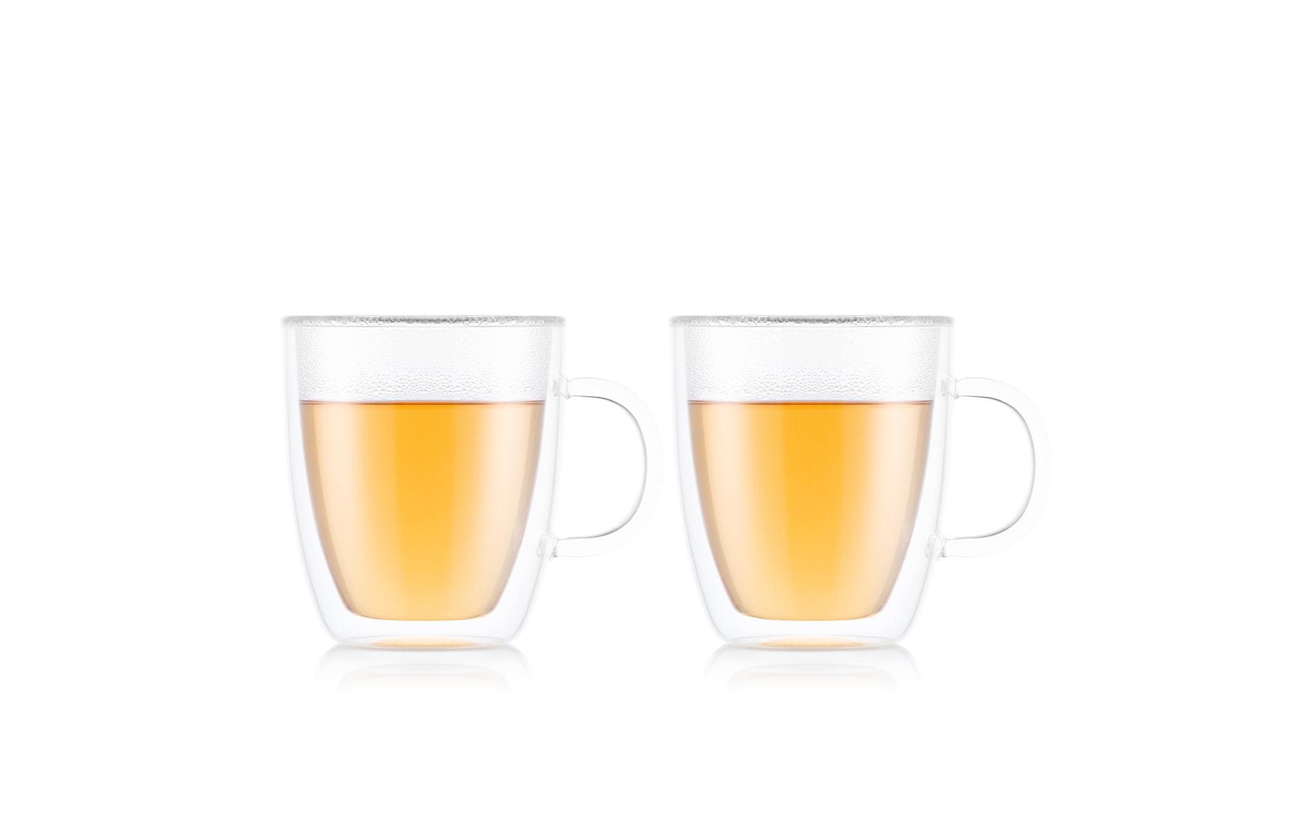 Bodum Kaffeetasse – 2er Set, 450 ml, Ø 13,7 cm, H 12,1 cm, Borosilikatglas, mit Henkel, spülmaschinenfest
