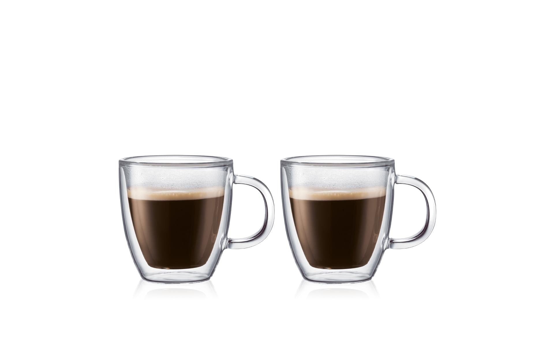 Bodum Bistro Thermoglas – 0,15 l, Borosilikatglas, transparent, doppelwandig, spülmaschinengeeignet, 2 Stück
