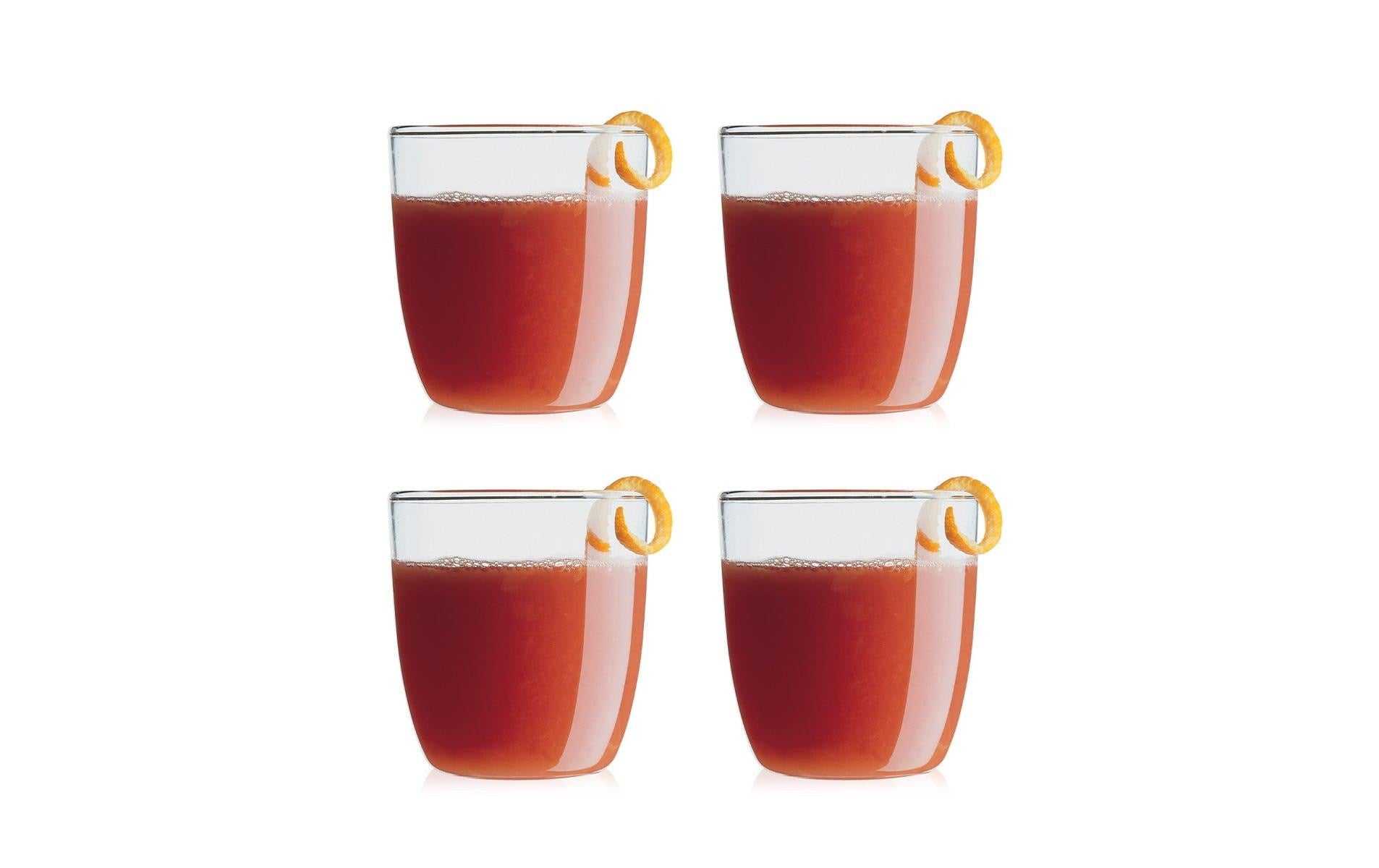 Bodum Trinkglas KVADRANT – 4er Set, 200 ml, Ø 6,0 cm, H 6,3 cm, Borosilikatglas, spülmaschinenfest