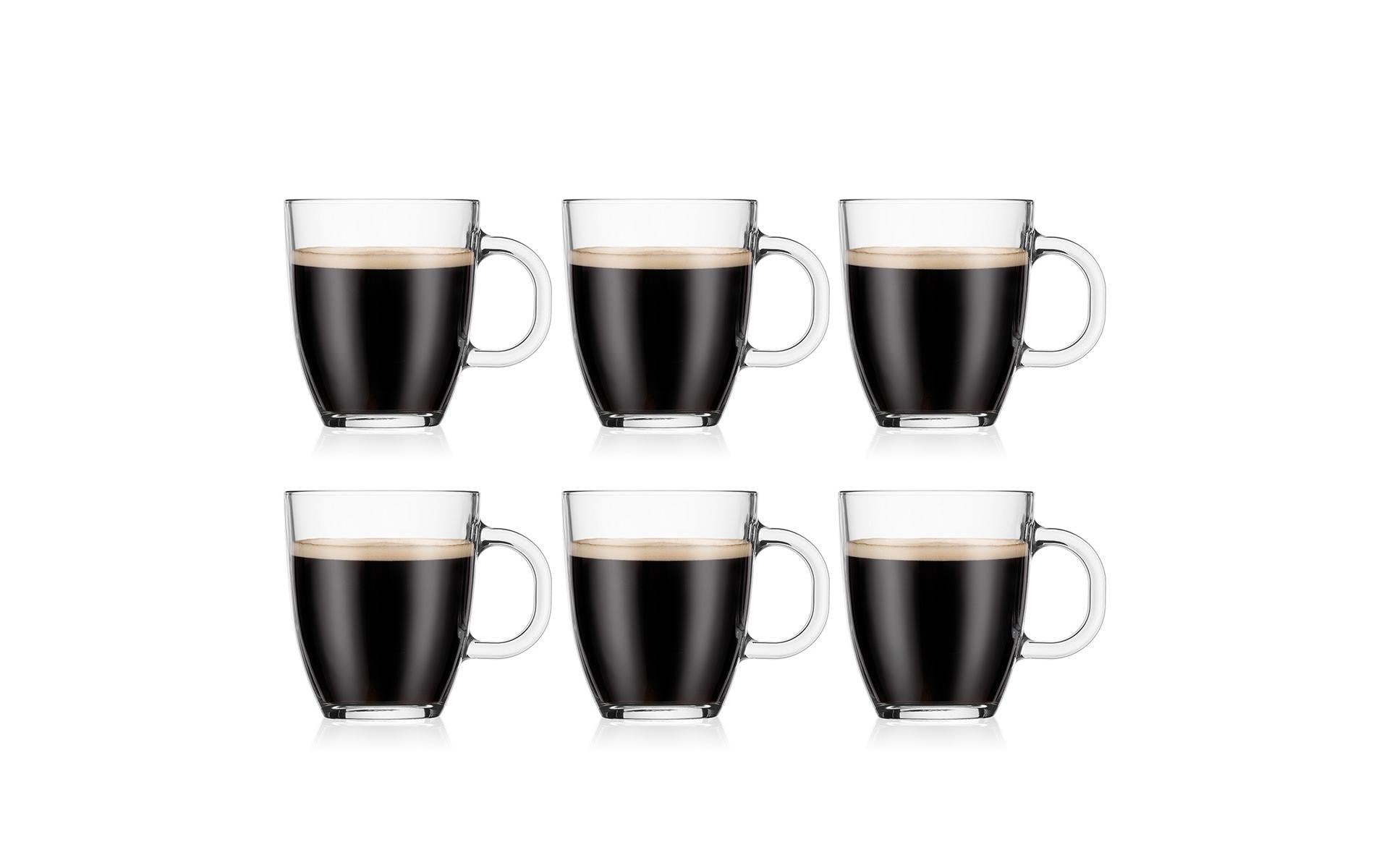 Bodum Kaffeetasse – 6er Set, 300 ml, Glas, spülmaschinenfest, mikrowellengeeignet