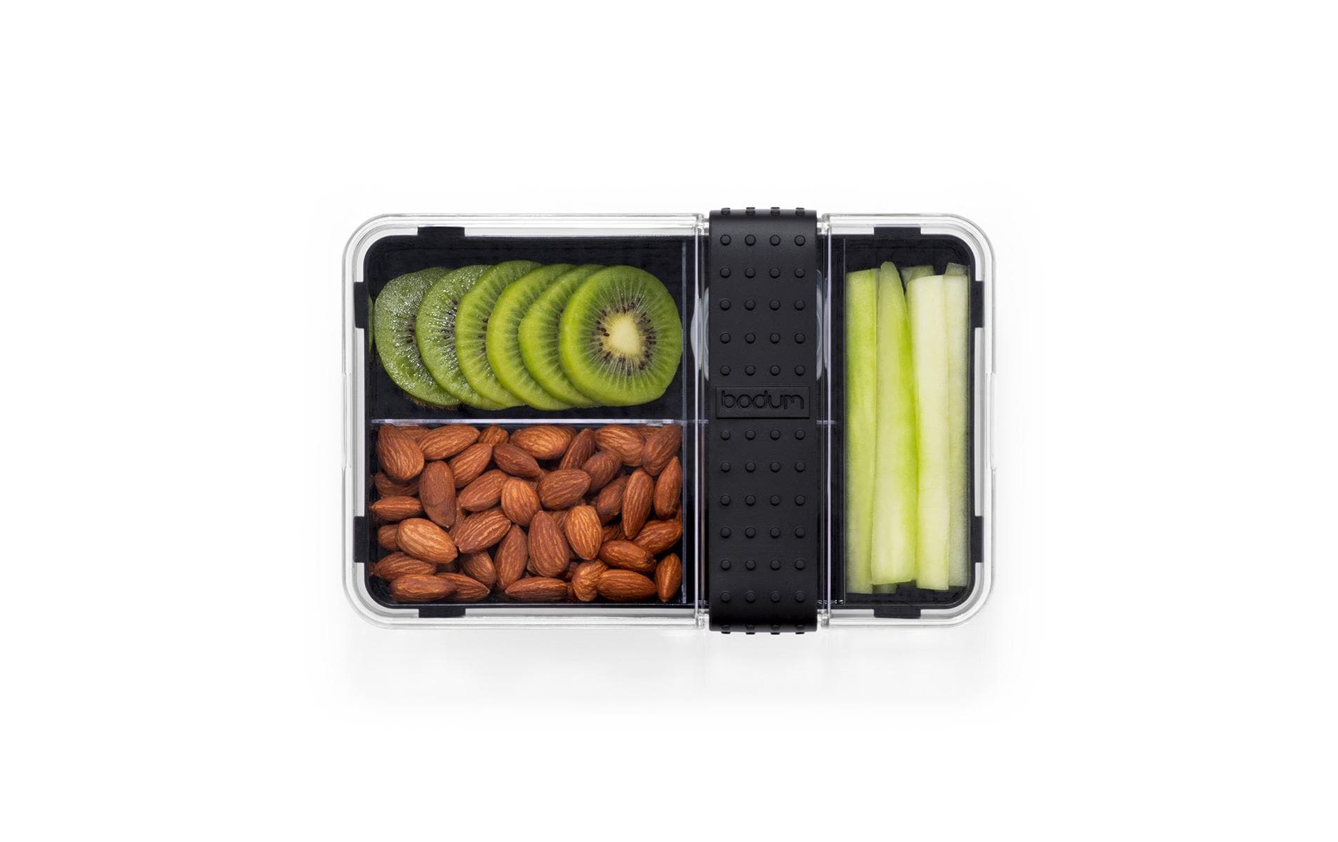 Bodum Lunchbox Bistro – mit Besteck, mit Innenteiler – Kunststoff – schwarz – 20,8 × 8,6 × 13,5 cm