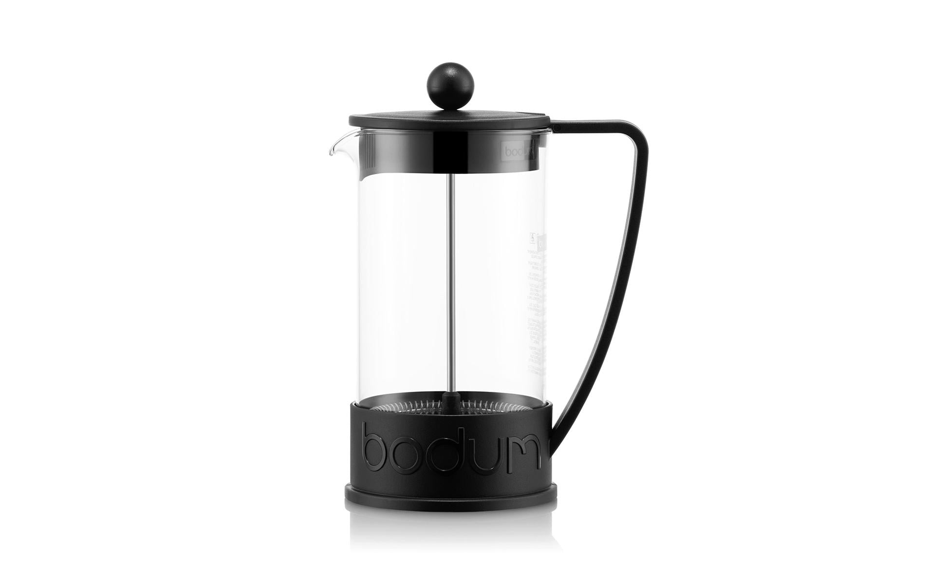 Bodum Brazil French Press Kaffeebereiter – 1 l, 8 Tassen, Schwarz/Transparent