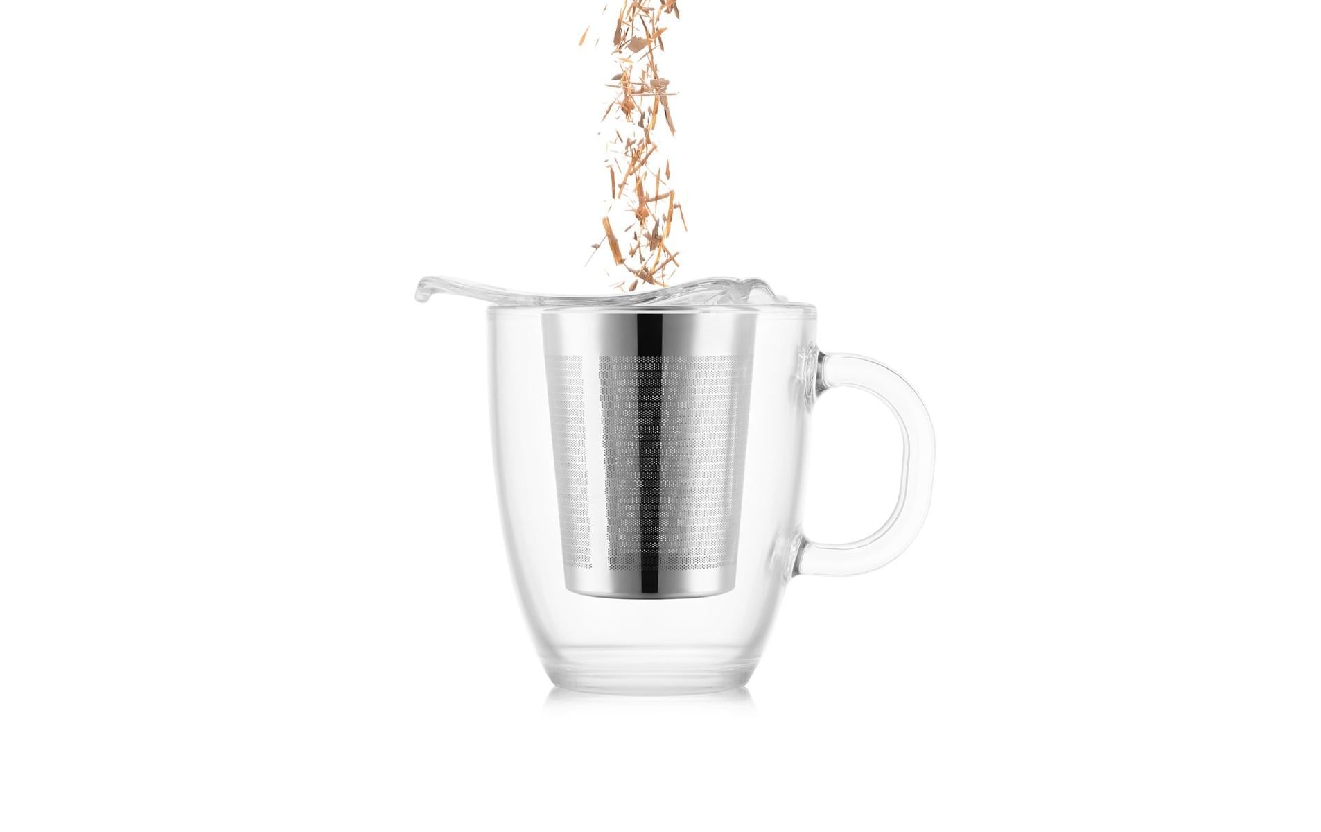 Bodum Yo-Yo Glastasse – 0,35 l, Glas, Transparent, Henkel, Edelstahlfilter