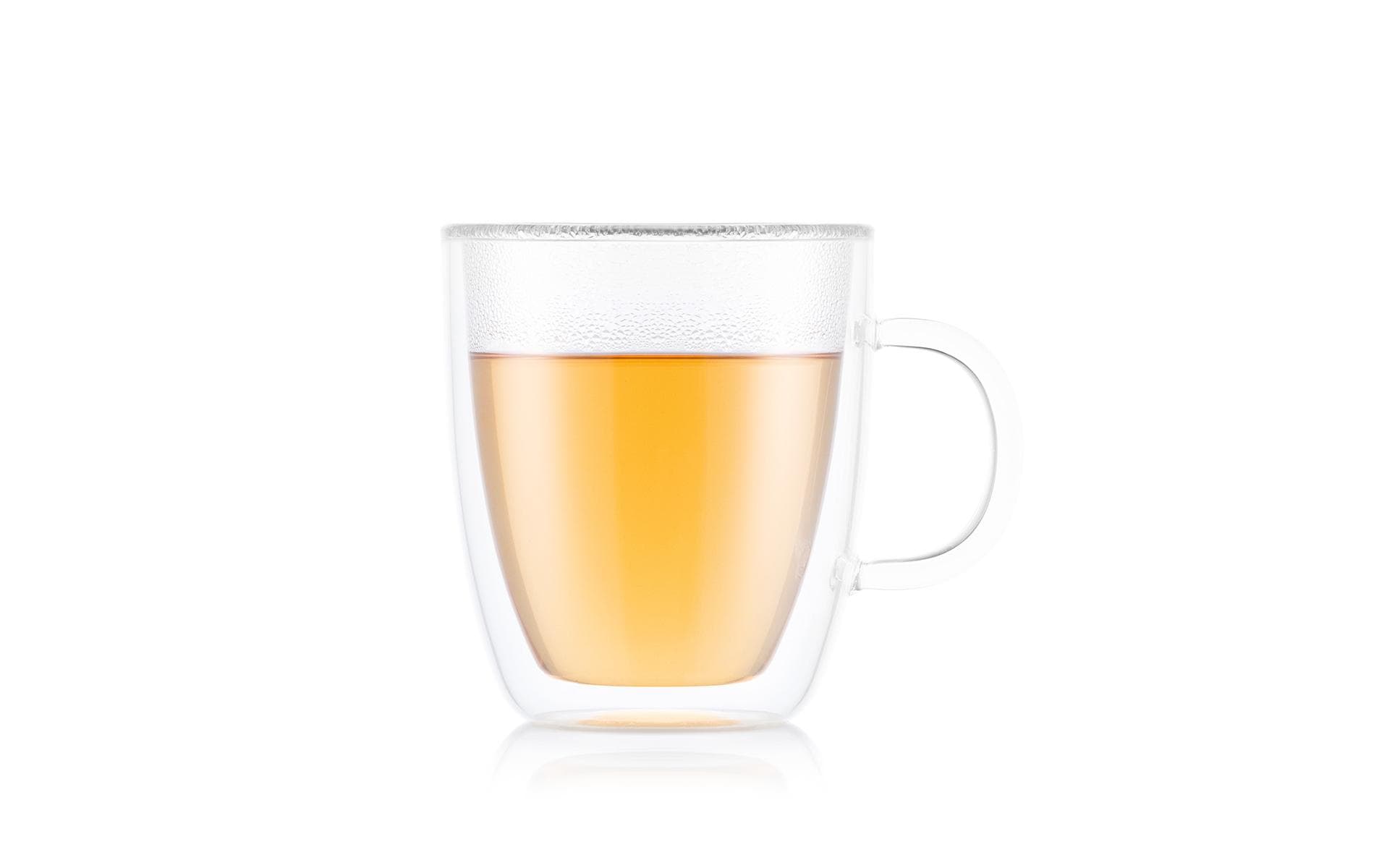 Bodum Kaffeetasse – 2er Set, 450 ml, Ø 13,7 cm, H 12,1 cm, Borosilikatglas, mit Henkel, spülmaschinenfest
