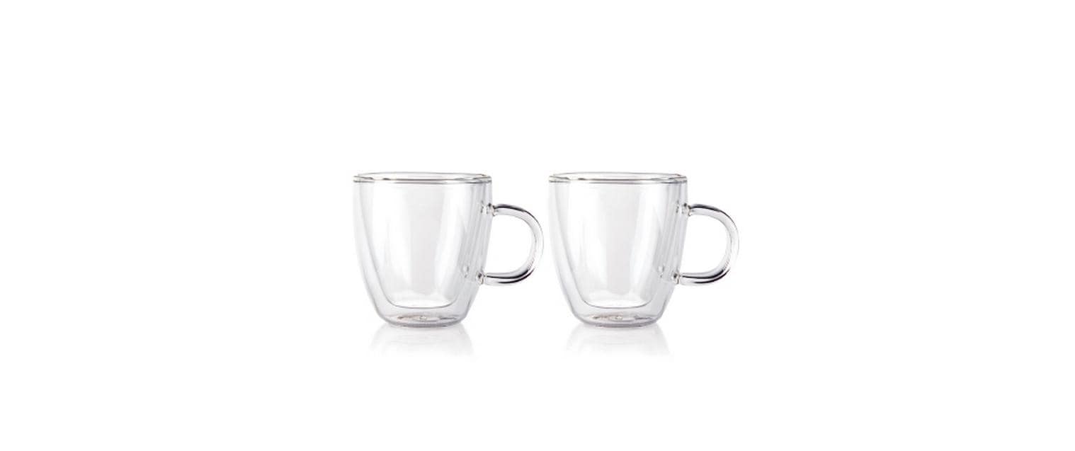 Bodum Bistro Thermoglas – 0,15 l, Borosilikatglas, transparent, doppelwandig, spülmaschinengeeignet, 2 Stück