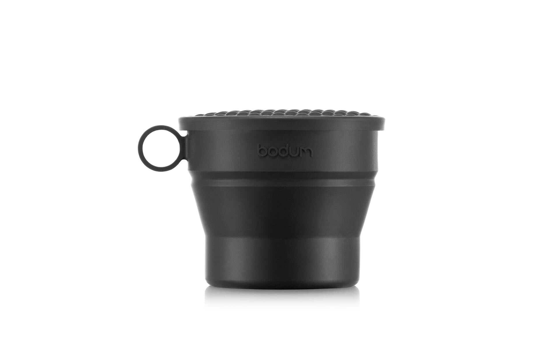 Bodum Becher K12060-01S – 300 ml, Ø 12,2 cm, H 10,0 cm, Silikon, mit Deckel, zusammenklappbar, BPA-frei
