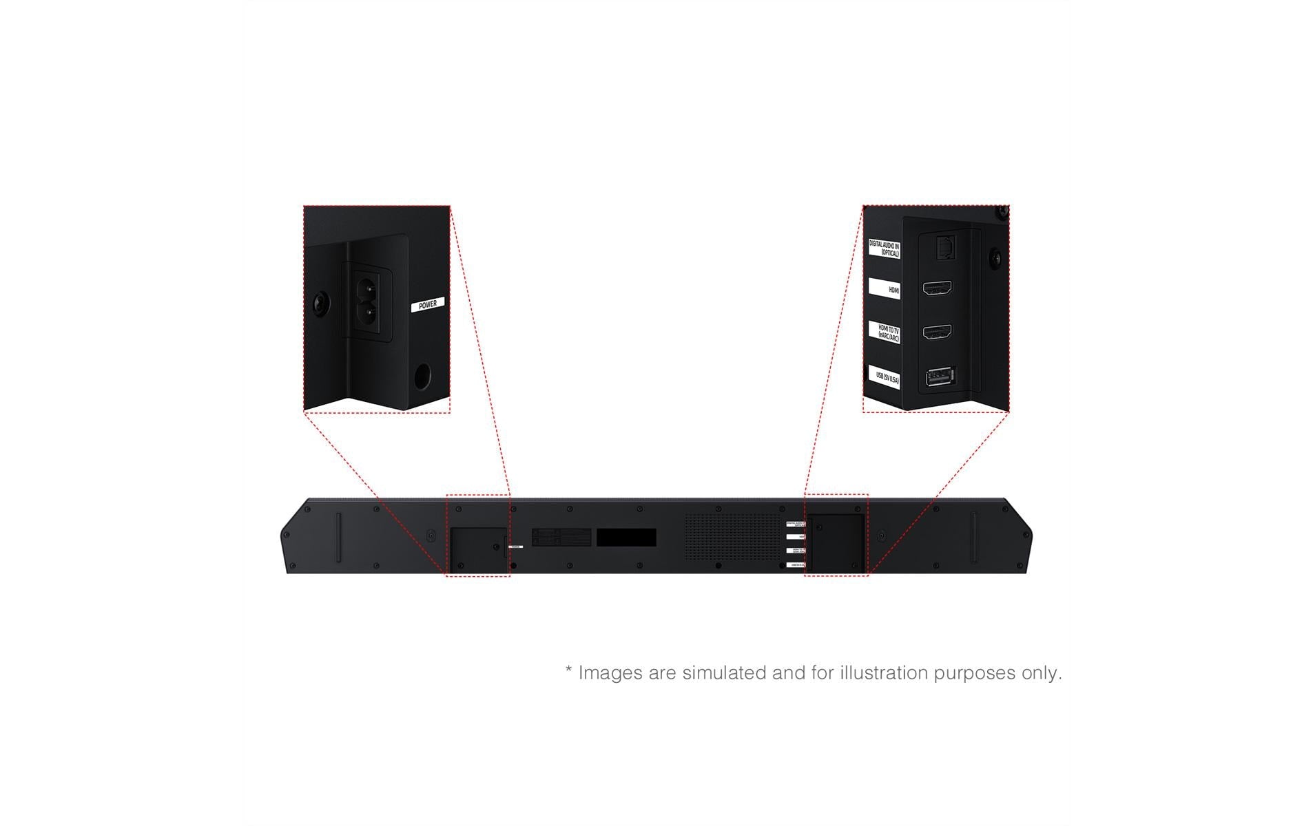 Samsung Q-Serie HW-Q600F – Soundbar mit kabellosem Subwoofer – 3.1.2, 380 W, für Samsung Q-Symphony, Schwarz