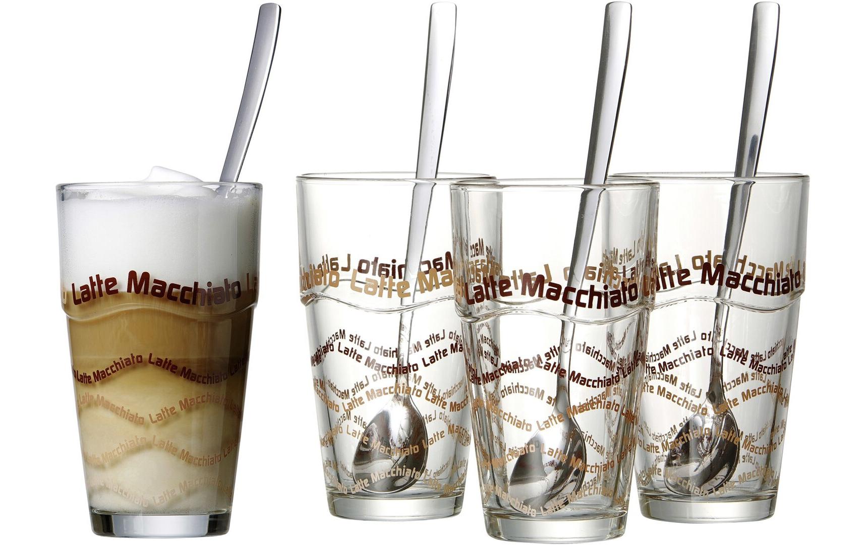 Ritzenhoff & Breker Latte Macchiato Becher Sana – 8-teiliges Set, 370 ml, Glas, spülmaschinenfest