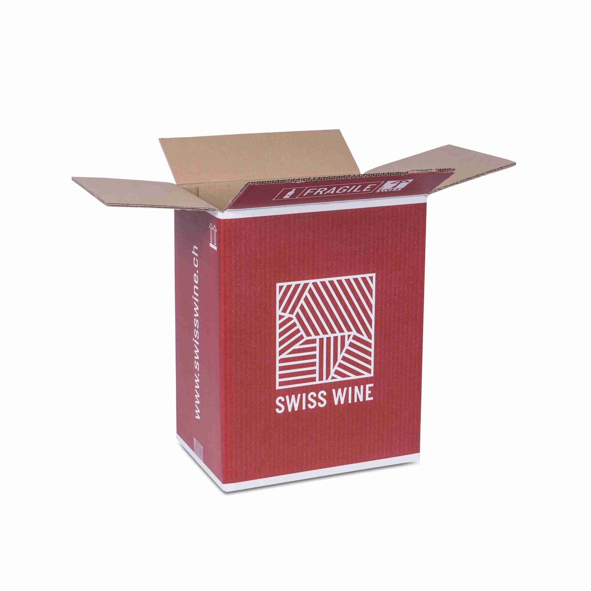 Swisswine Weinversandkarton – für 6 × 0,75 l – 277 × 186 × 350 mm – 1 Palette (540 Stk.)