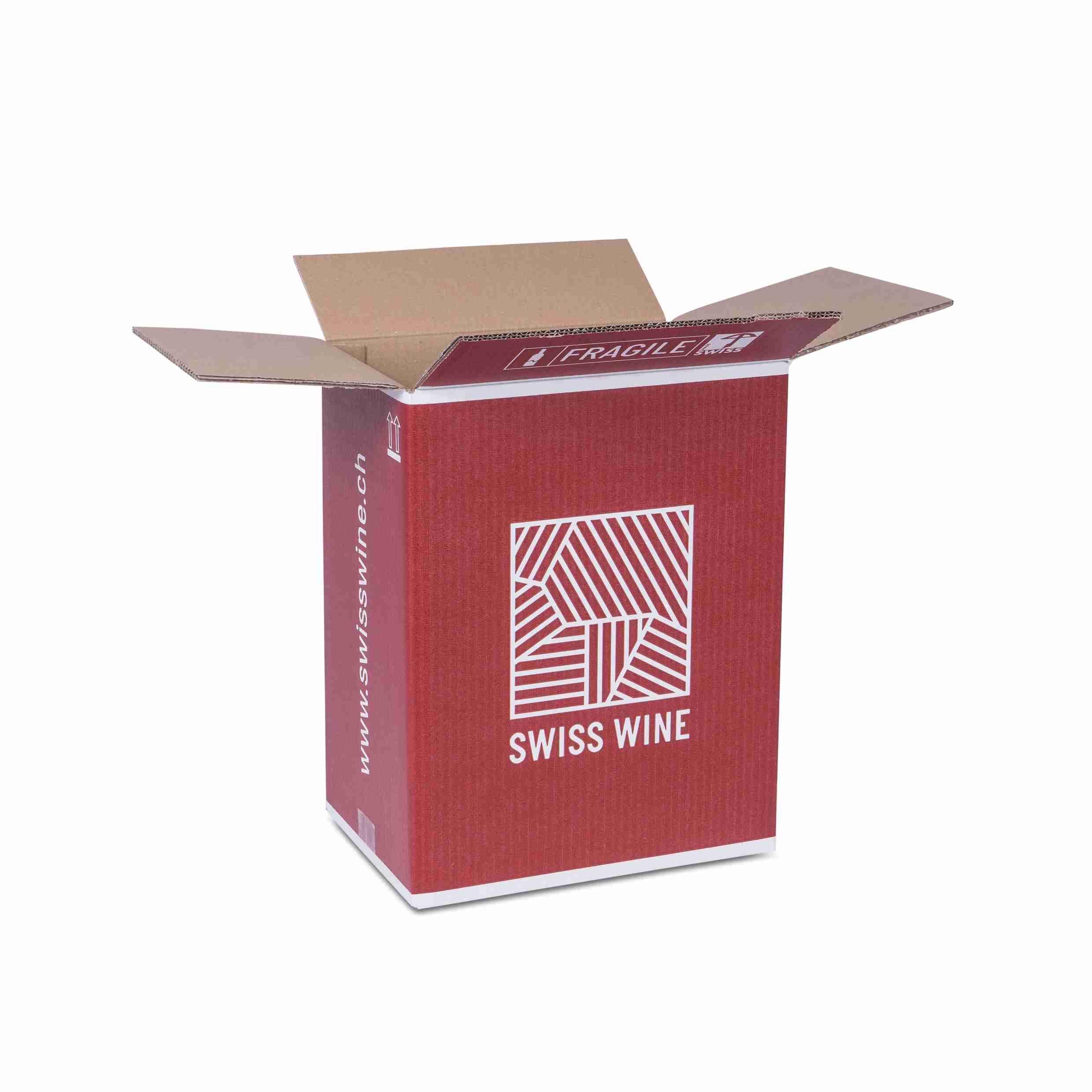 Swisswine Weinversandkarton – für 6 × 0,75 l – 277 × 186 × 350 mm – 1 Palette (540 Stk.)