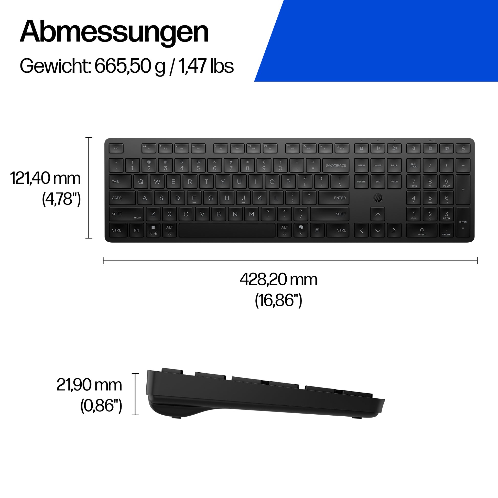 HP 495K – Tastatur – Bluetooth & 2,4 GHz (USB-A Empfänger) – leise Tasten – schwarz