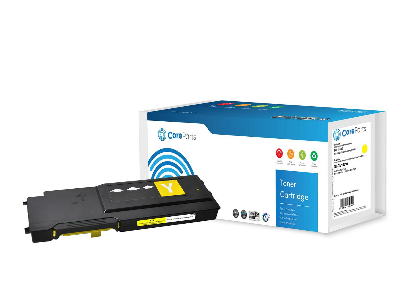 CoreParts Toner 593-11120 – Gelb, 9000 Seiten – für Dell C3760