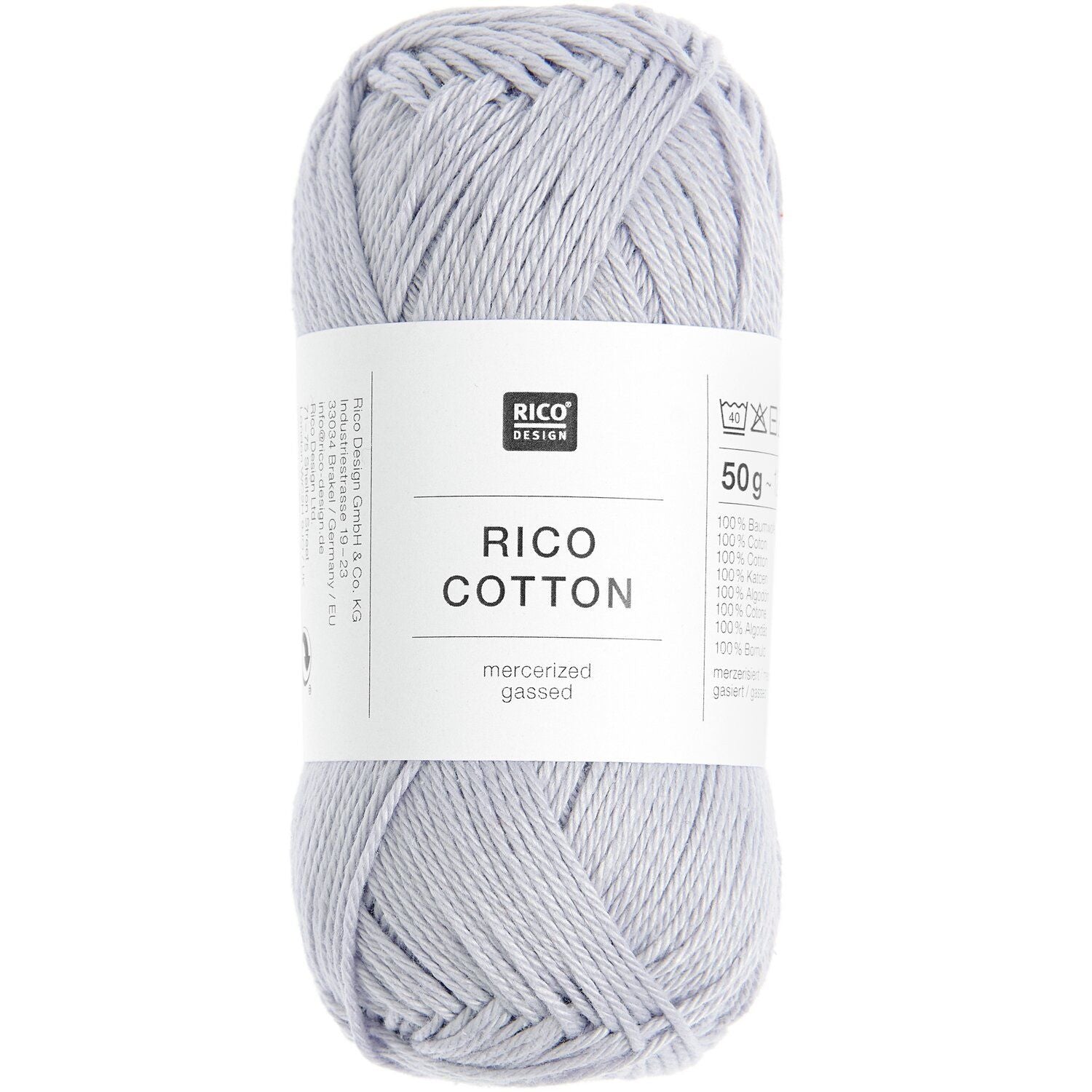 Rico Design Baumwollgarn Lavendel – 50 g, 125 m, 100% Baumwolle, Nadel 3,5 mm