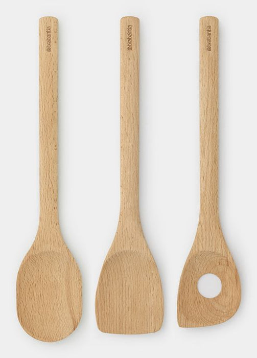 Brabantia 3-teiliges Kochlöffel-Set, 33,5 cm, Buche, Braun