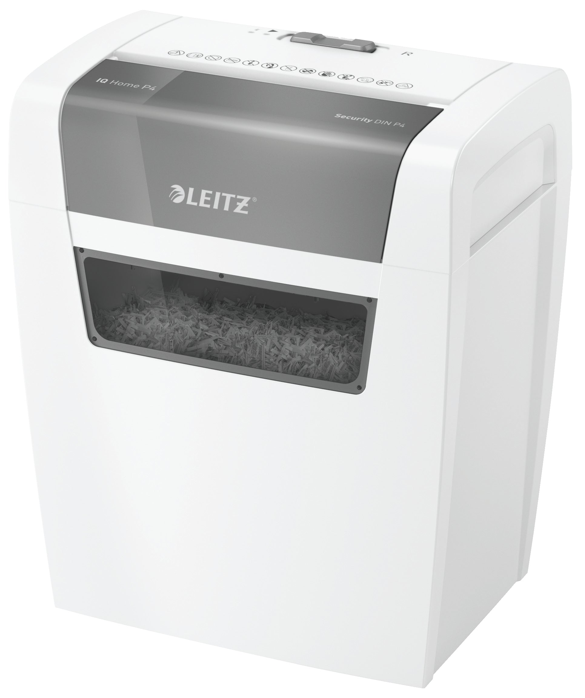 Leitz IQ Home – Aktenvernichter, DIN P-4, Partikelschnitt 4 × 28 mm, 6 Blatt, 15 l, A4