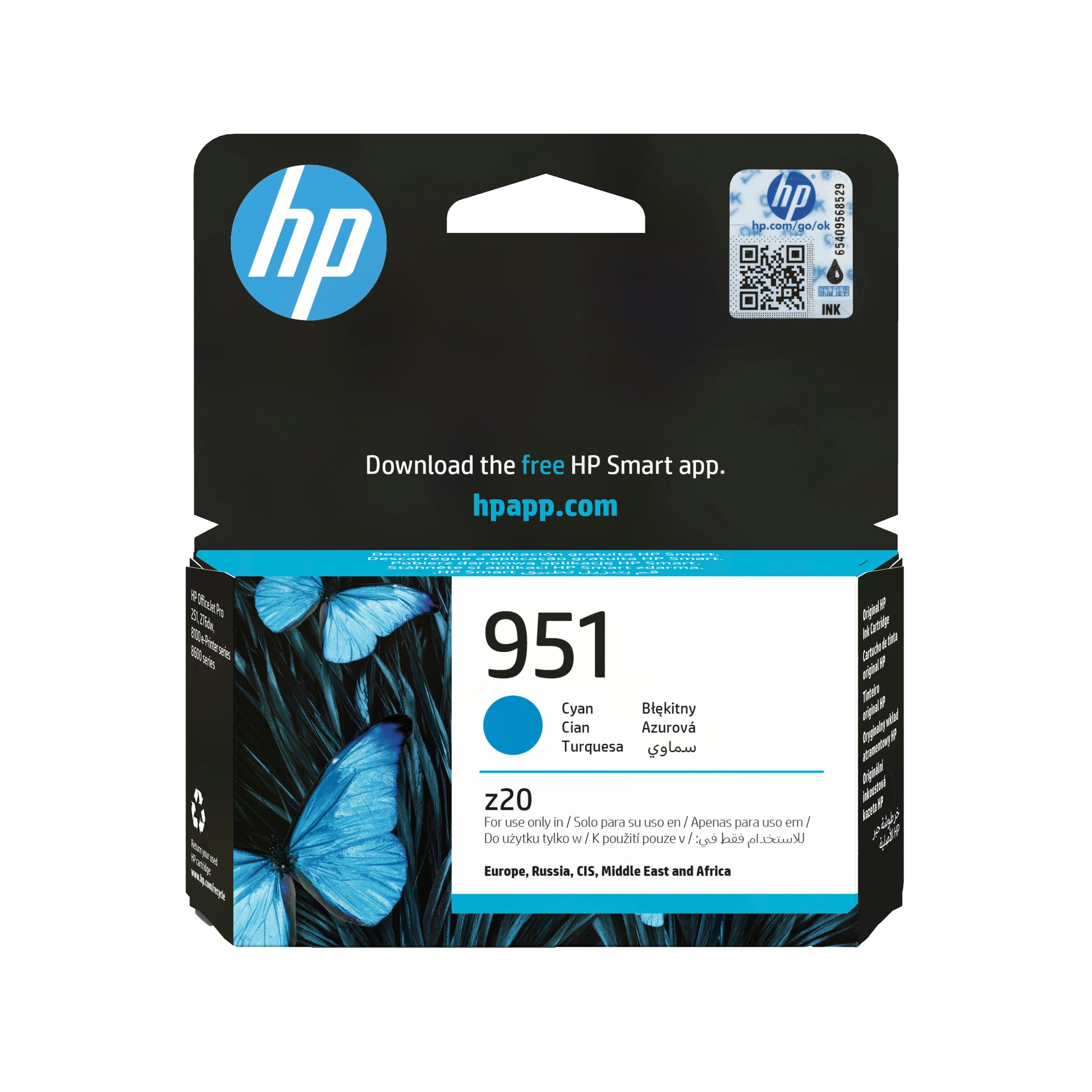 HP 951 Cyan Tintenpatrone (Original) – 535 Seiten – für OfficeJet Pro 276/8100/8600… – CN050AE