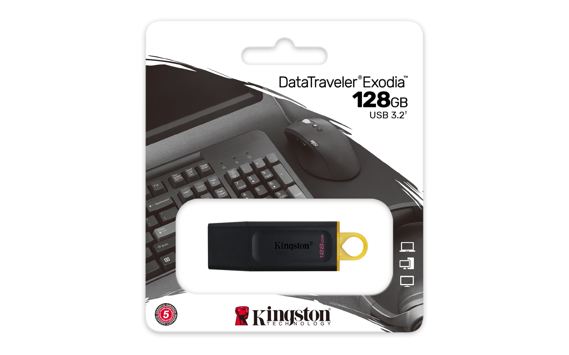 Kingston Technology Kingston DataTraveler Exodia USB-Stick – 128 GB, USB 3.2 Gen 1, Schwarz/Gelb
