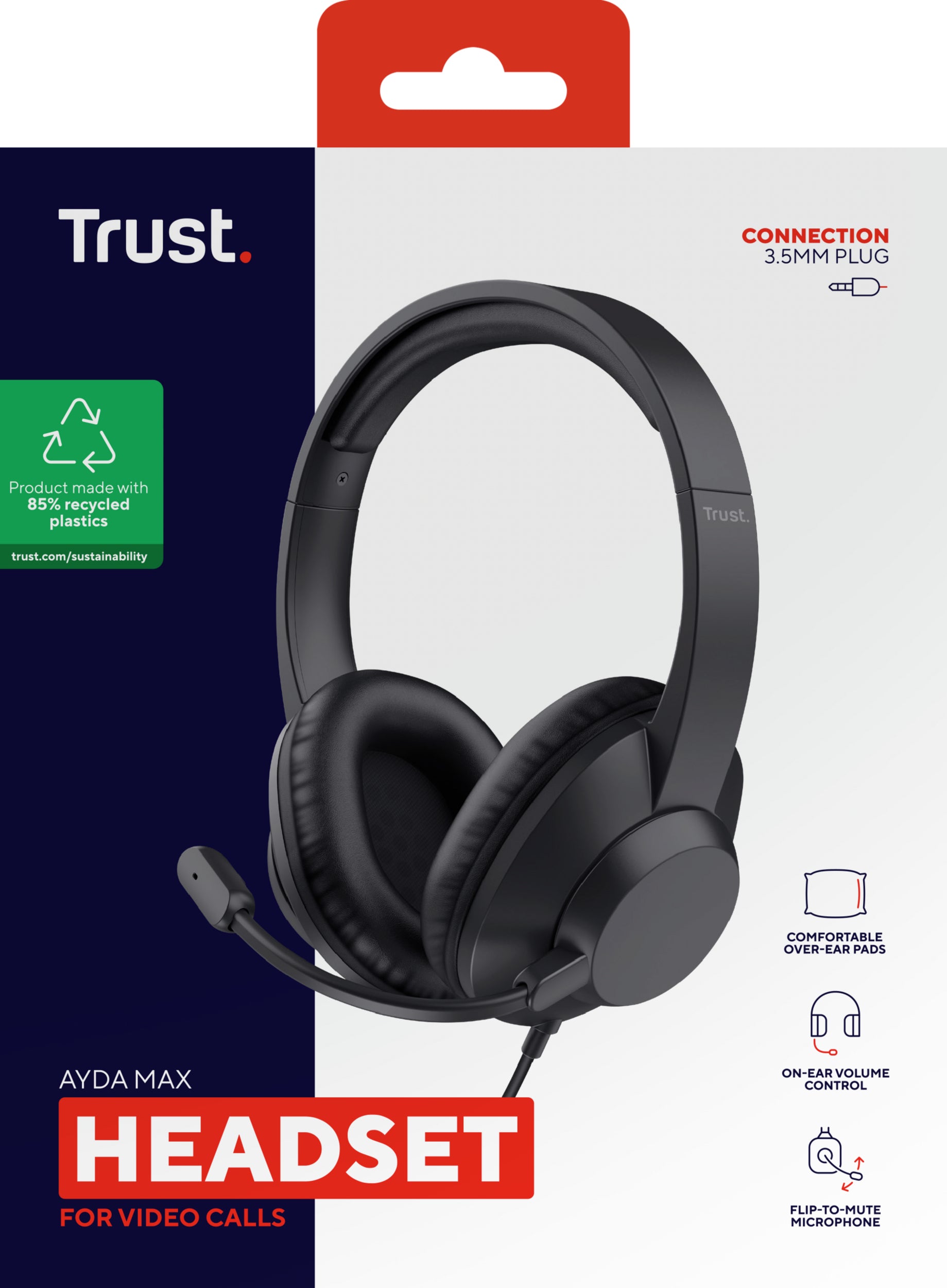 Trust Ayda Max – Duo Headset – 3,5 mm Klinke, geschlossen, Stummschaltung – schwarz – für PC/Mac