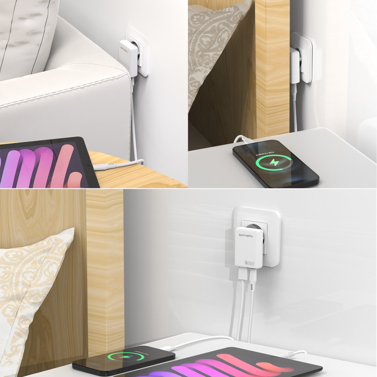4smarts FlatPlug Duos USB-Ladegerät 20 W – USB-C×1, USB-A×1 – PD, QC 3.0, PPS, GaN – EU-Stecker (Typ C)