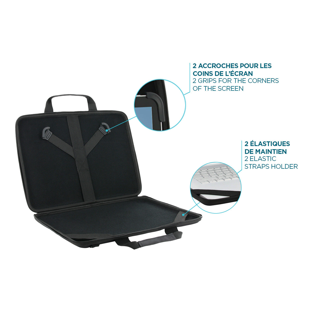 Mobilis Notebook-Tasche bis 14" – abnehmbarer Schultergurt, Fronttasche – Schwarz