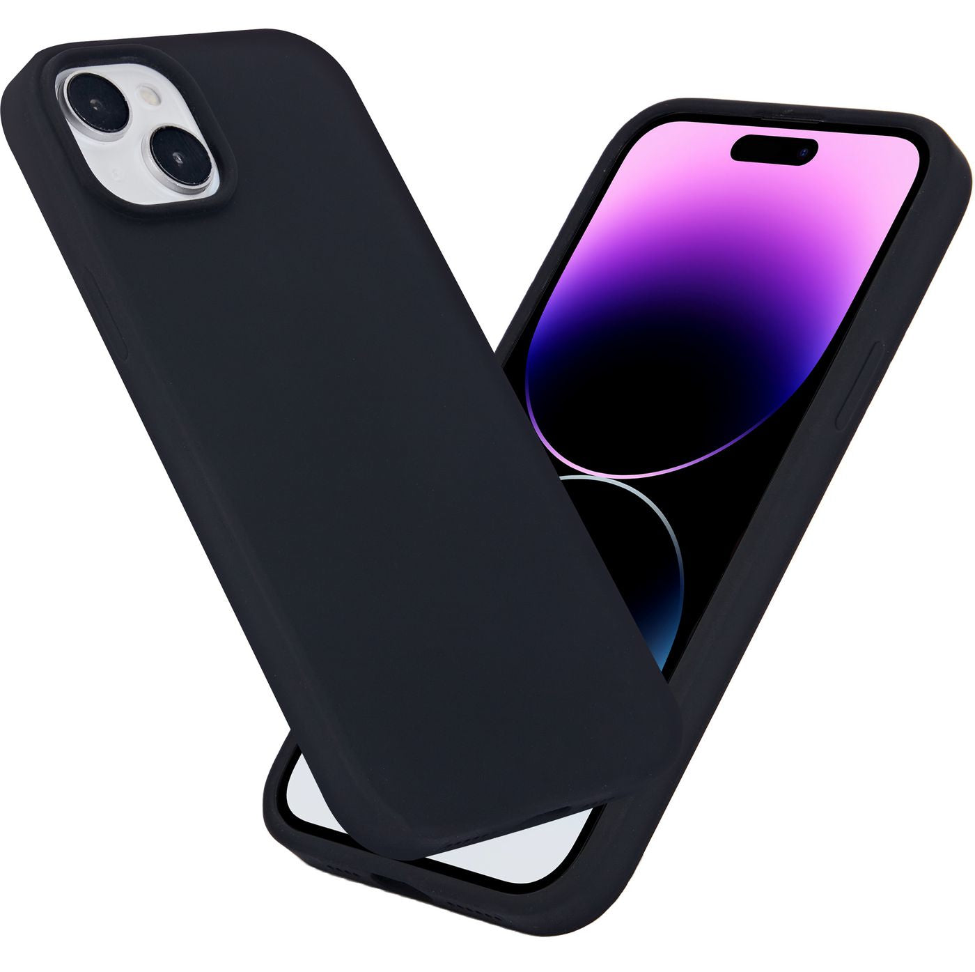 eSTUFF INFINITE (GRS) RIGA Backcover – für Apple iPhone 15 Plus, PC+Silikon+Mikrofaser, schwarz