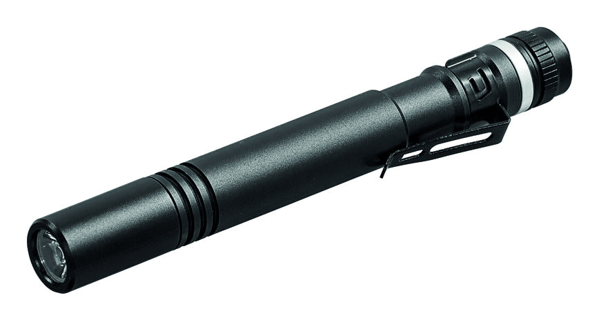 Steffen Taschenlampe Pen 90 – 90 lm, 25 m, IPX4, 2× AAA, Aufhängeclip – Schwarz