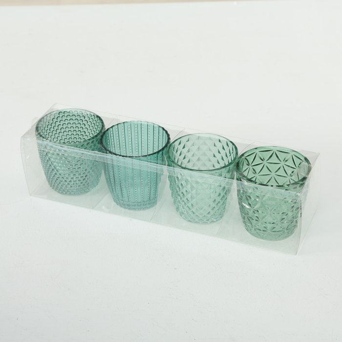 Boltze Marilu Windlicht – Glas, Grün – Ø 7,5 × 7,5 cm – 4-teilig