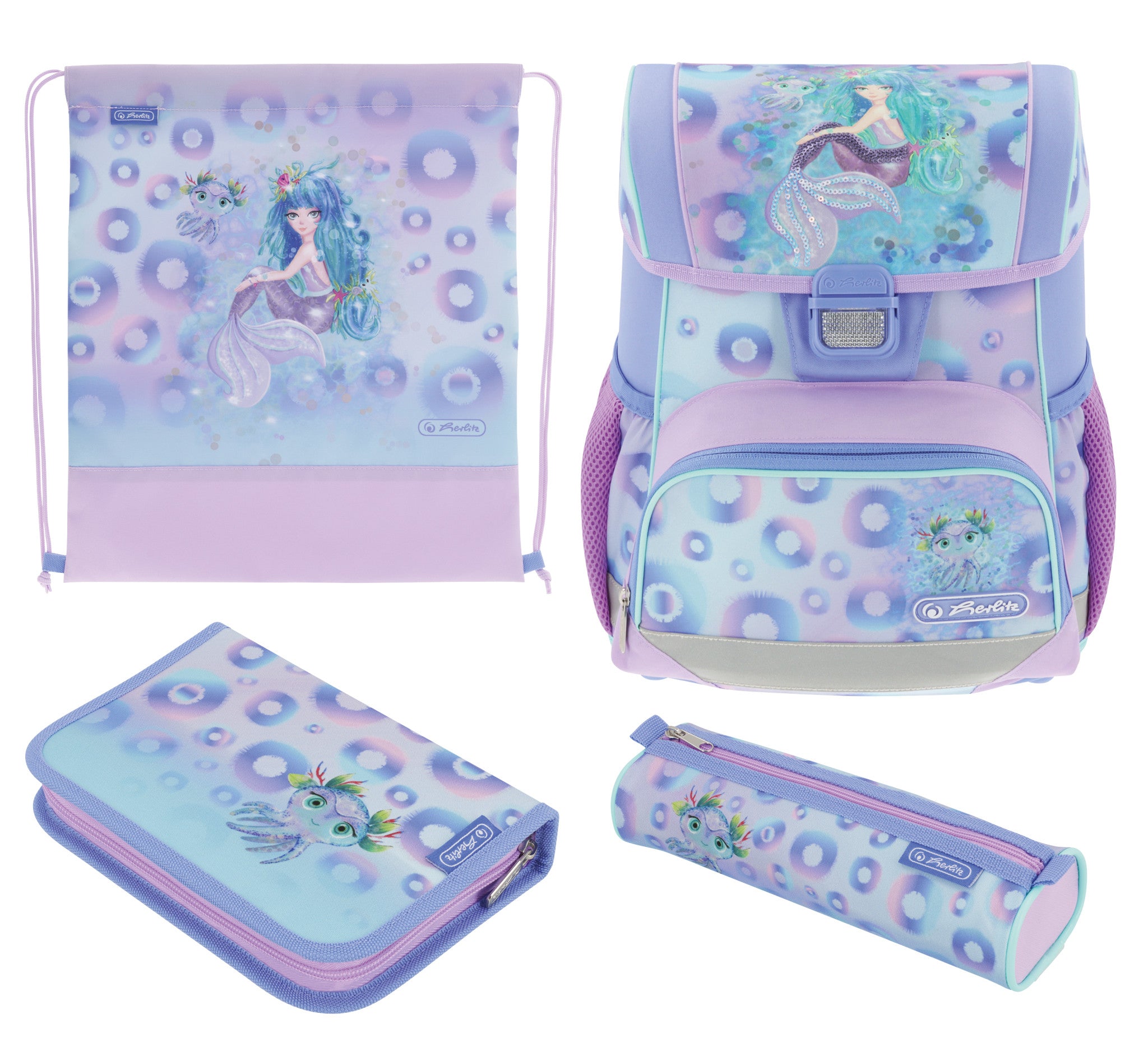 Herlitz Loop Plus – Schulrucksack-Set, Mystic Mermaid, 17 l, 31×37×22 cm