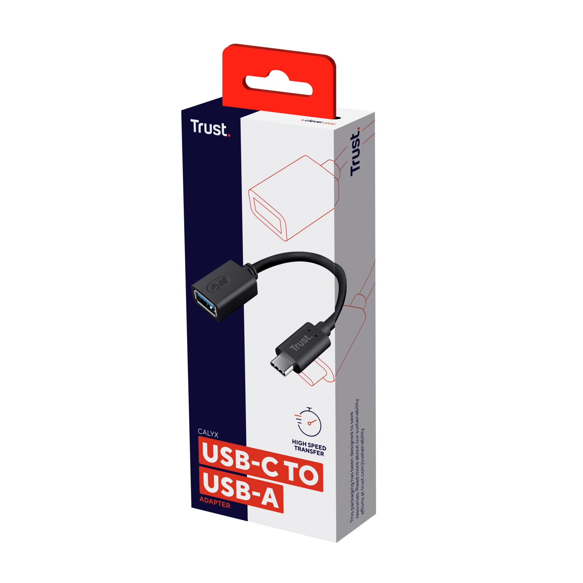 Trust 20967 Adapter USB-C zu USB-A – USB 3.2 Gen 1 (5 Gbit/s), 0,09 m, Schwarz