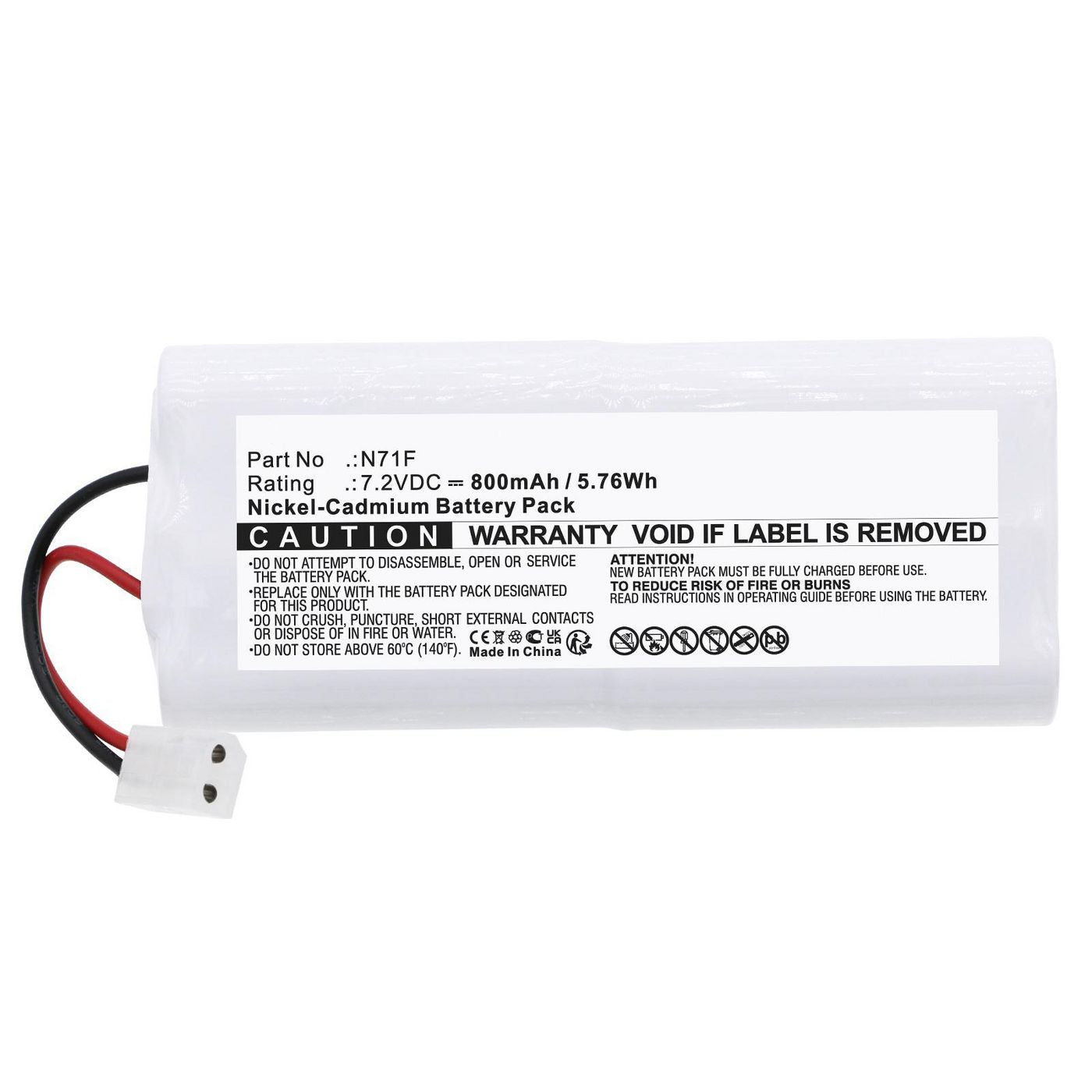 CoreParts Akku – 7,2 V, 800 mAh (5,76 Wh) – für BIG BEAM Emergency – Weiss – 1 Stk.