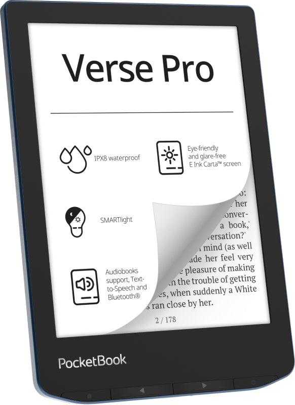 PocketBook Verse Pro – 6" E-Ink, 16 GB, IPX8, Blau