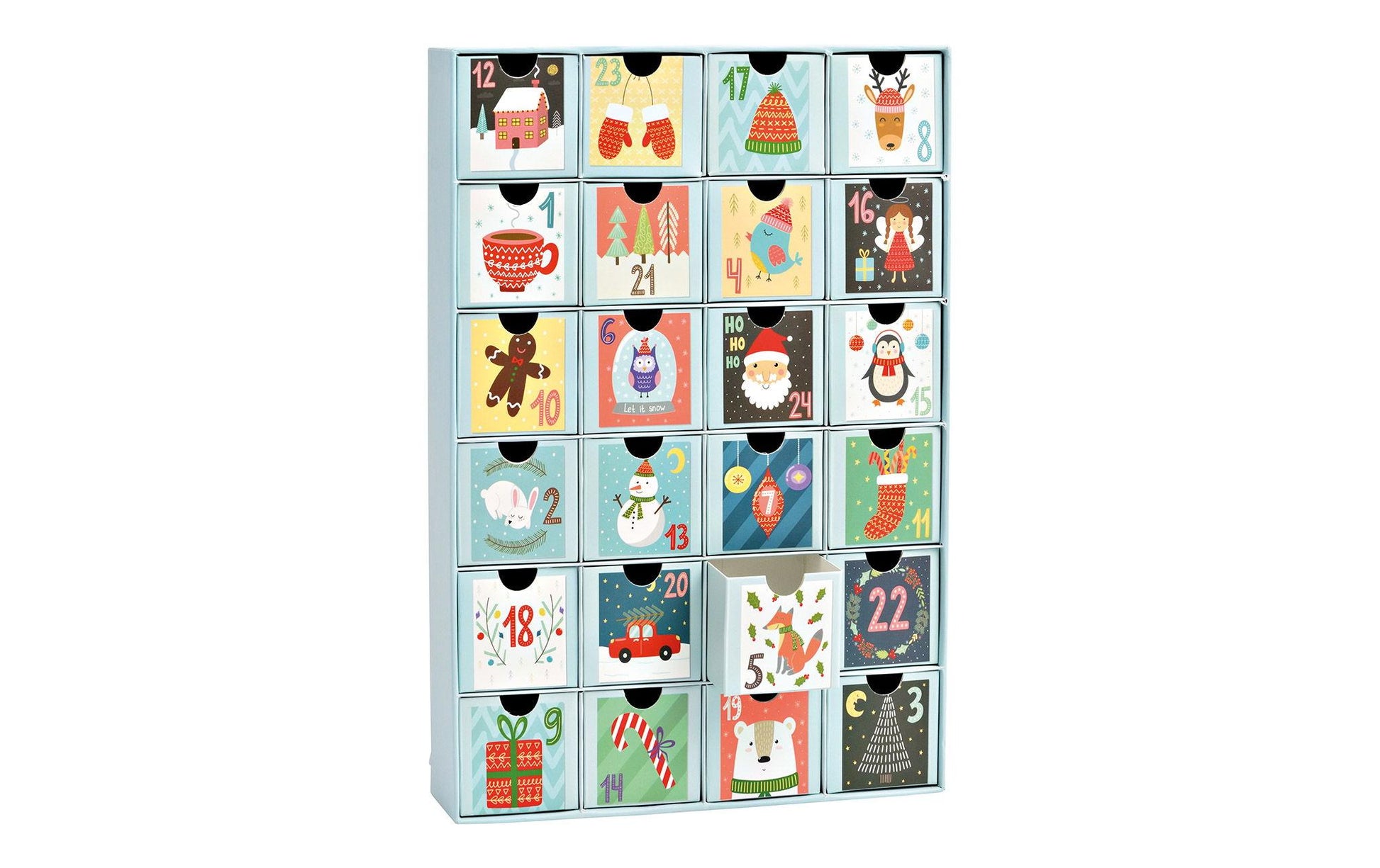 G. Wurm Adventskalender – Weihnachten – 24 Fächer, zum Befüllen – 25,5 × 39 × 6,4 cm
