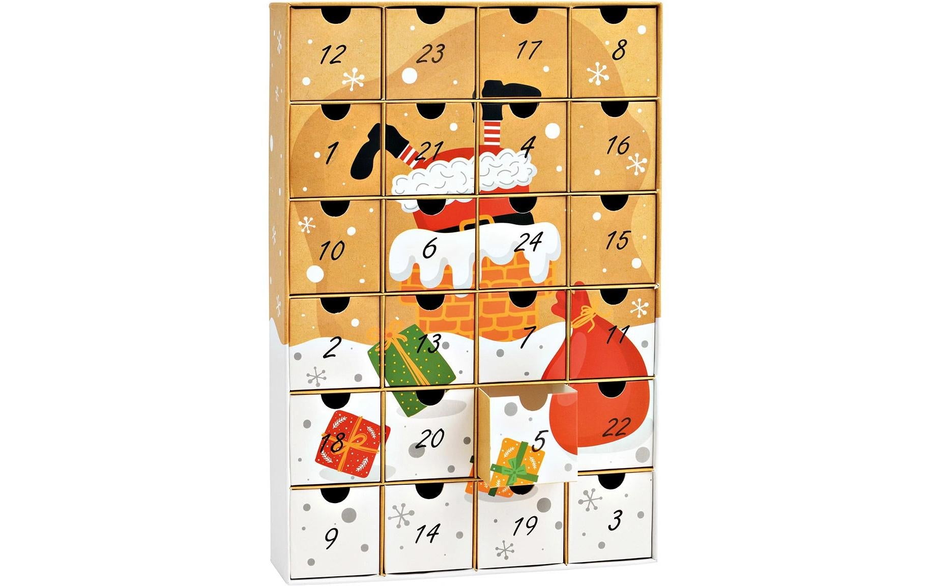 G. Wurm Adventskalender – Weihnachten – 24-türig, ohne Füllung – 26 × 39 × 6 cm – Karton & Papier, mehrfarbig