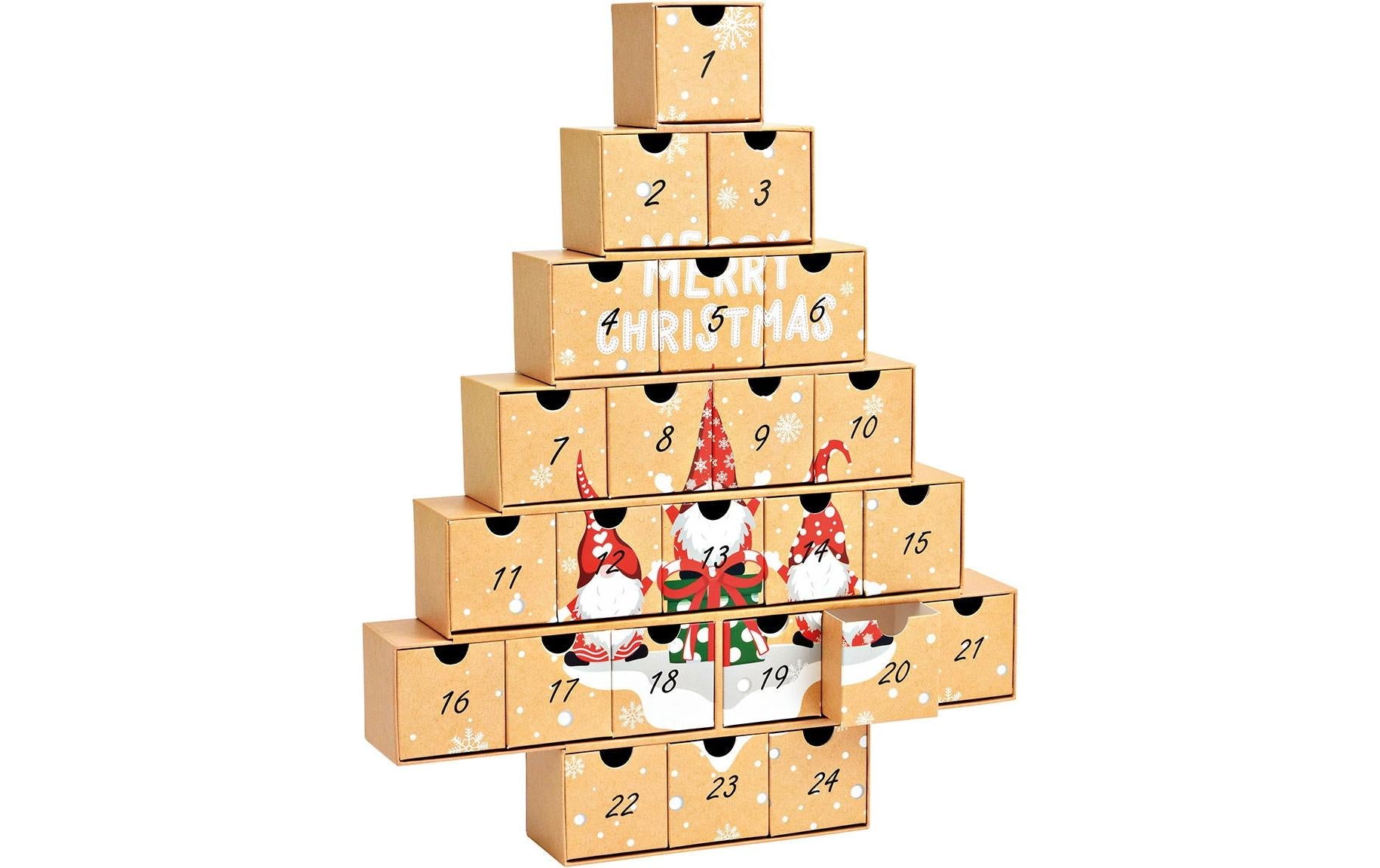 G. Wurm Adventskalender – Tannenbaum – 24 Türchen – 37,5 × 47,5 × 6 cm – Karton, Mehrfarbig