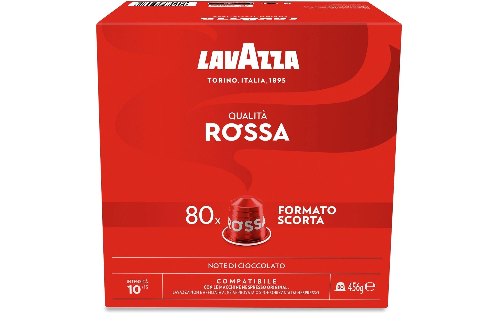 Lavazza Rossa – Kapseln für Nespresso – Espresso, Intensität 10, Schokolade, 80 Kapseln