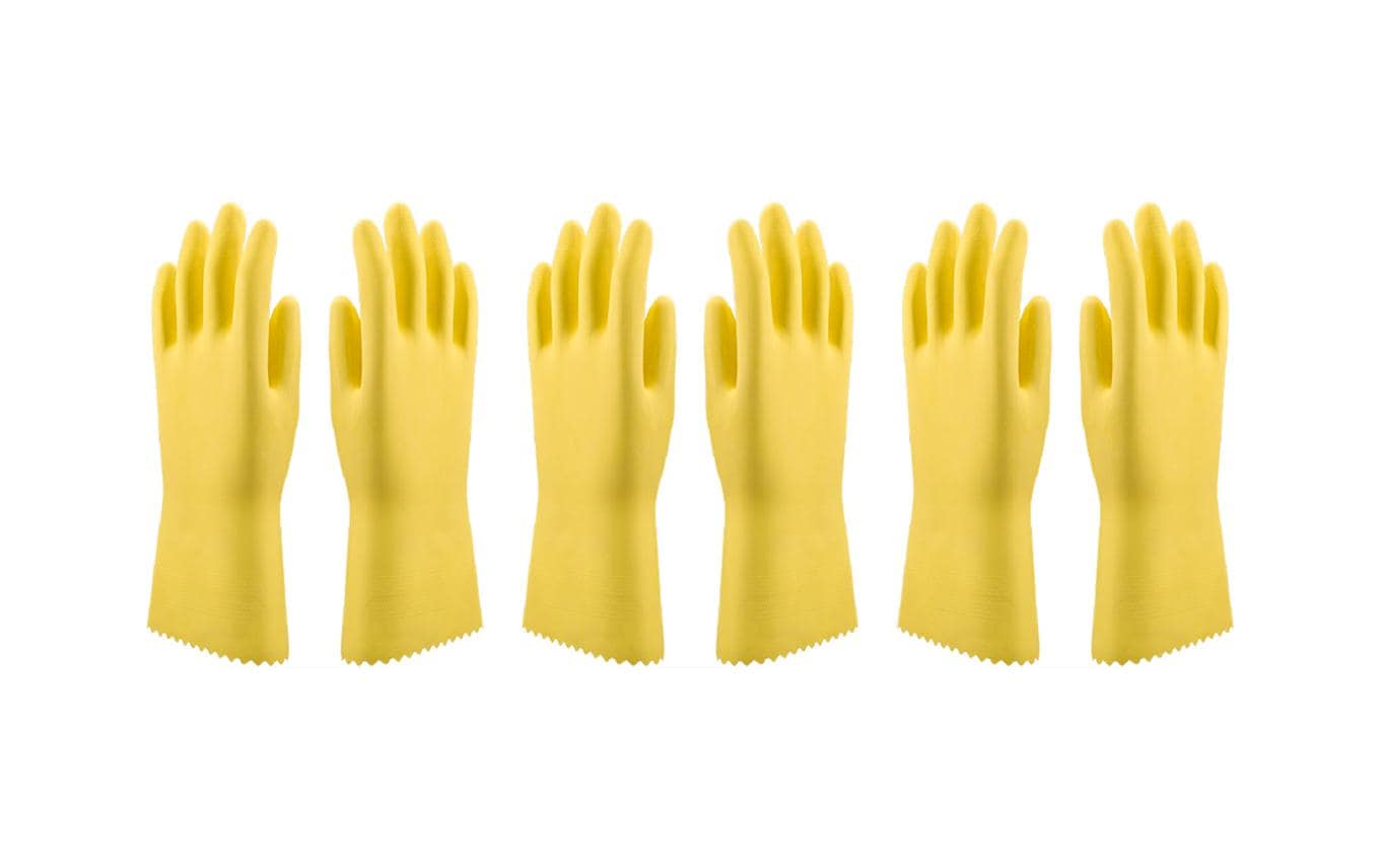Edi Baur – Arbeitshandschuhe – XL, 1 Paar (2 Stück) – Latex, Gelb, Baumwollfutter