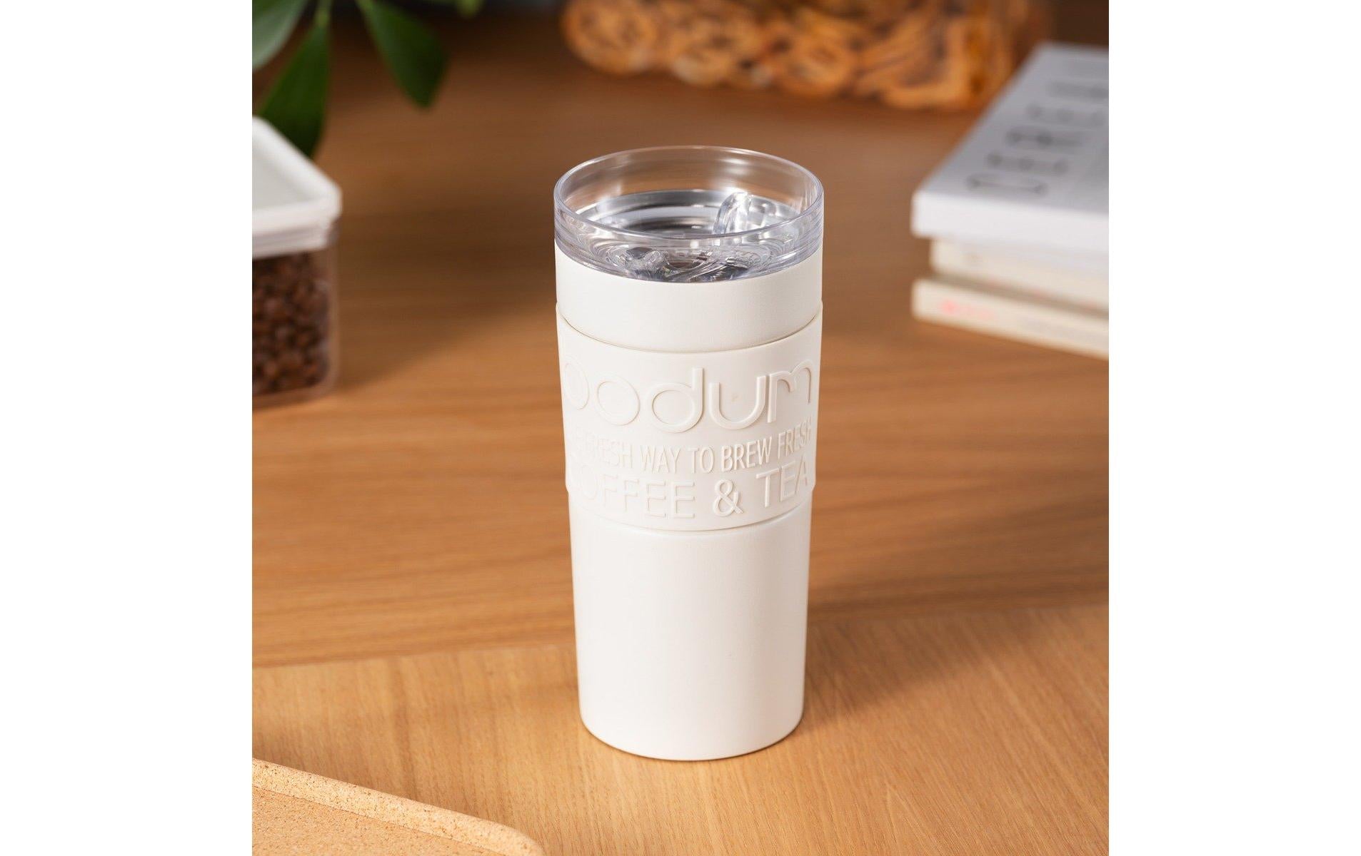 Bodum Travel Mug Thermobecher 350 ml – Doppelwandig, Kunststoff, Weiss